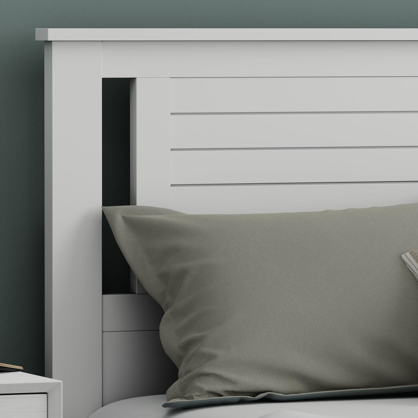 ComfIQ Serene Solid Wood Modern Farmhouse Panel Headboard with Horizontal Scoring