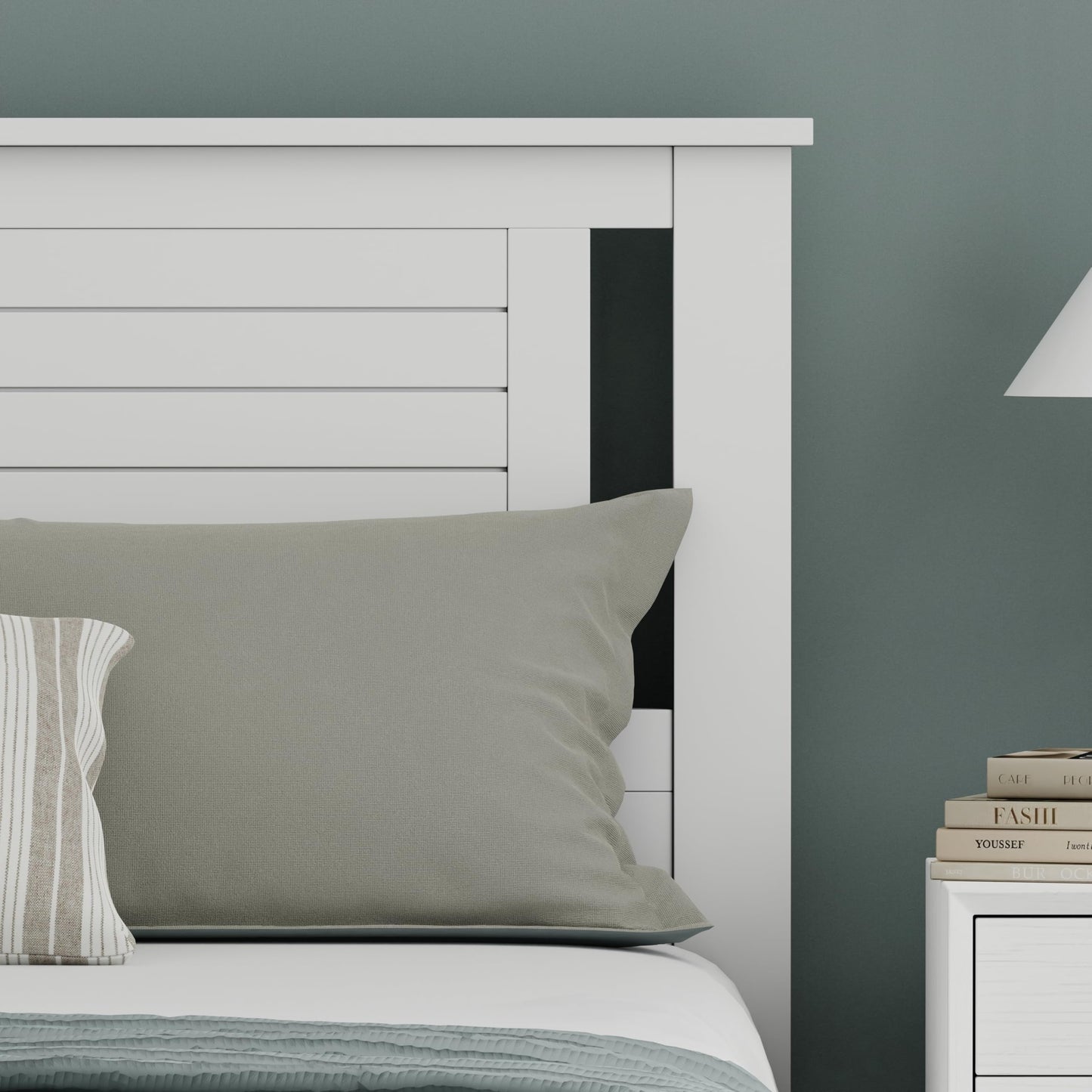 ComfIQ Serene Solid Wood Modern Farmhouse Panel Headboard with Horizontal Scoring