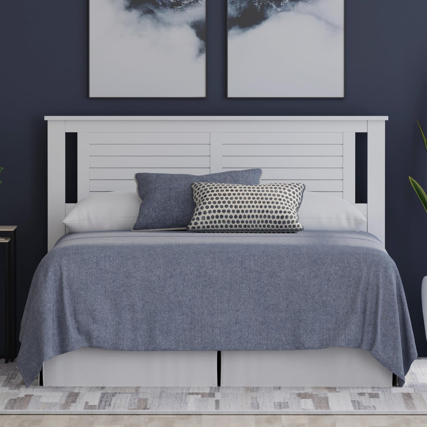 ComfIQ Serene Solid Wood Modern Farmhouse Panel Headboard with Horizontal Scoring