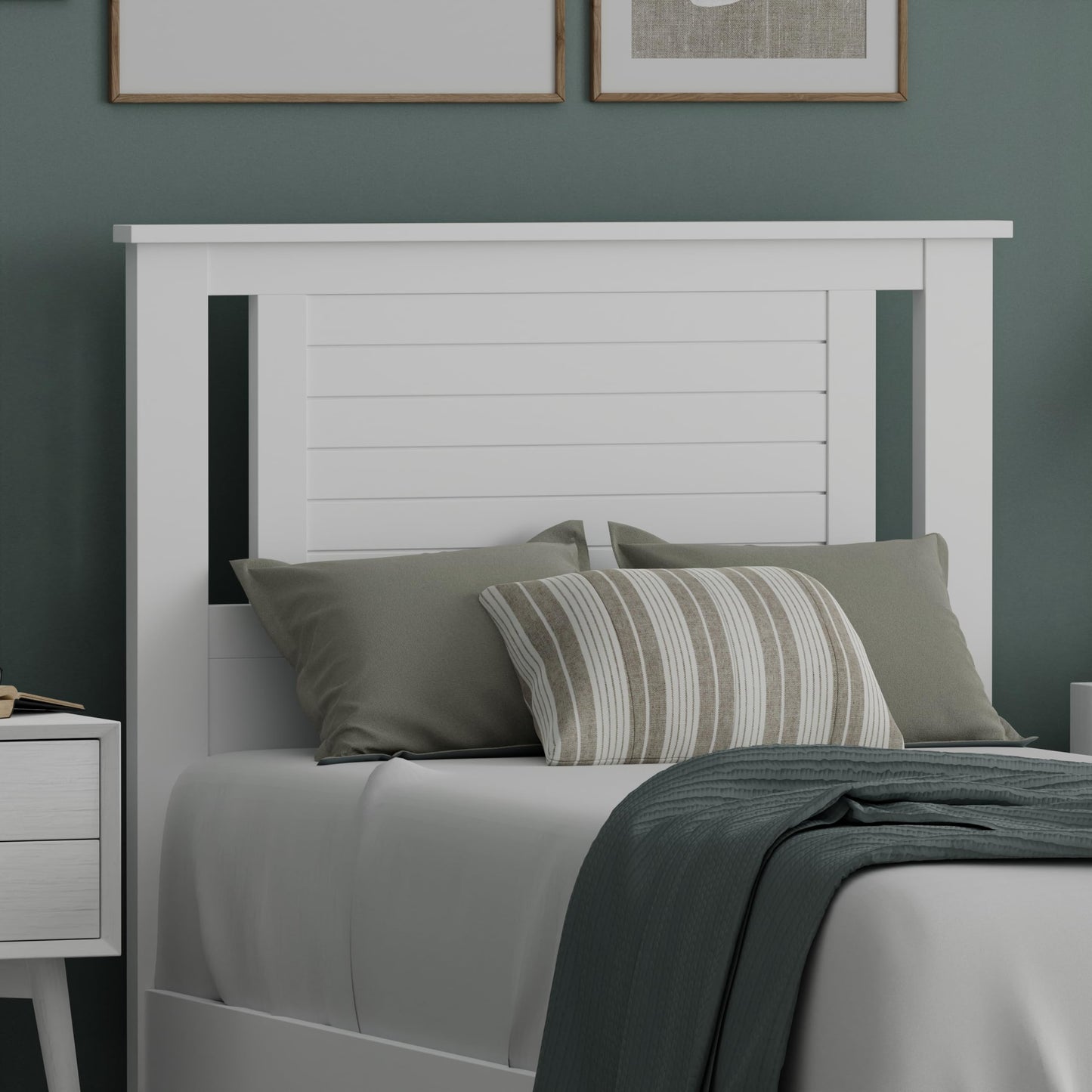 ComfIQ Serene Solid Wood Modern Farmhouse Panel Headboard with Horizontal Scoring