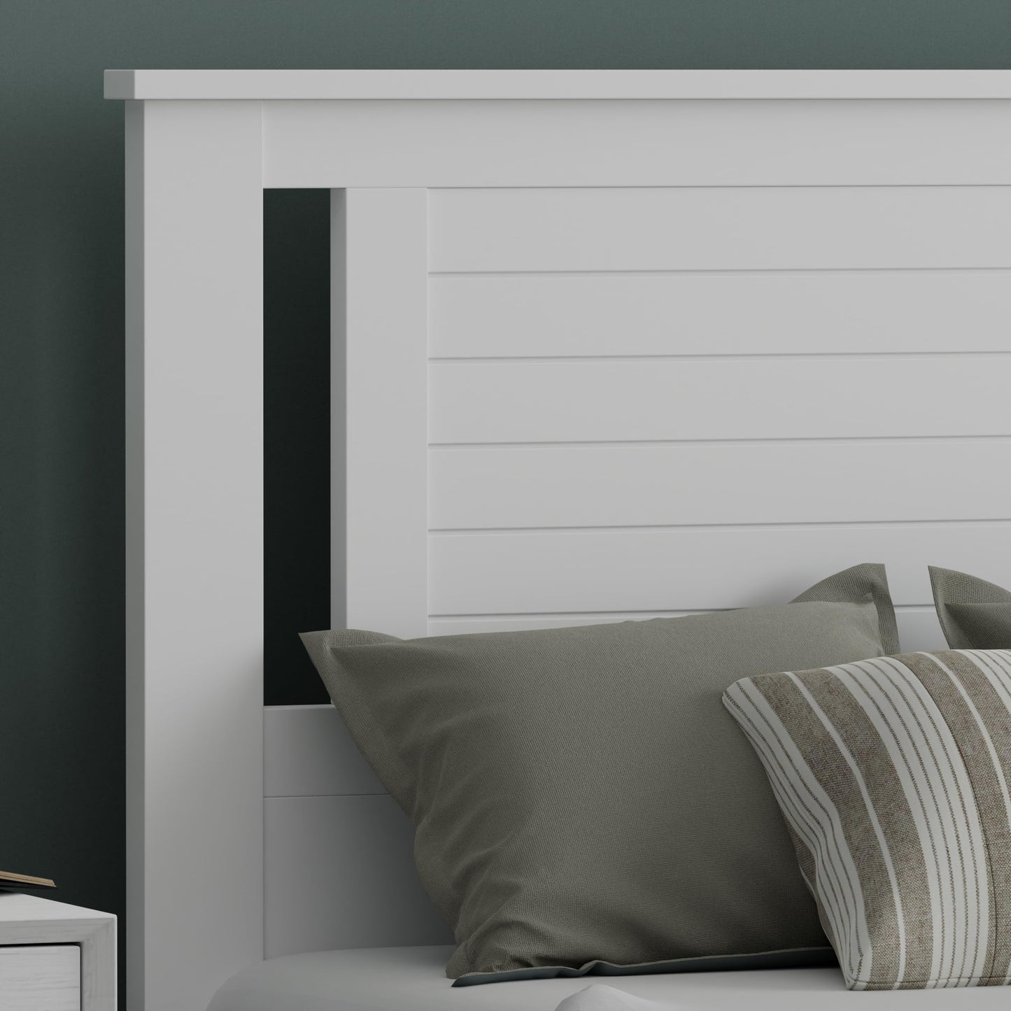 ComfIQ Serene Solid Wood Modern Farmhouse Panel Headboard with Horizontal Scoring