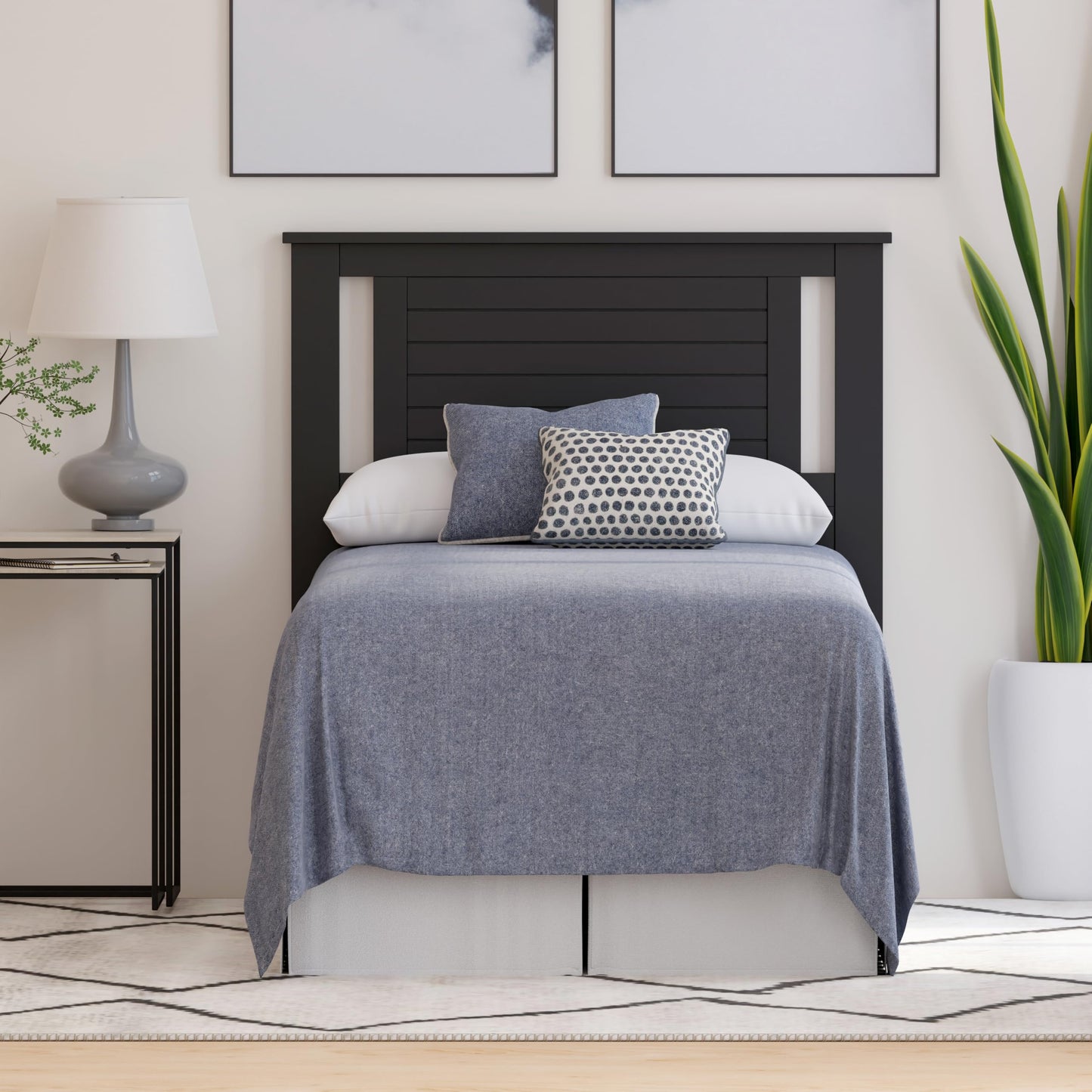 ComfIQ Serene Solid Wood Modern Farmhouse Panel Headboard with Horizontal Scoring