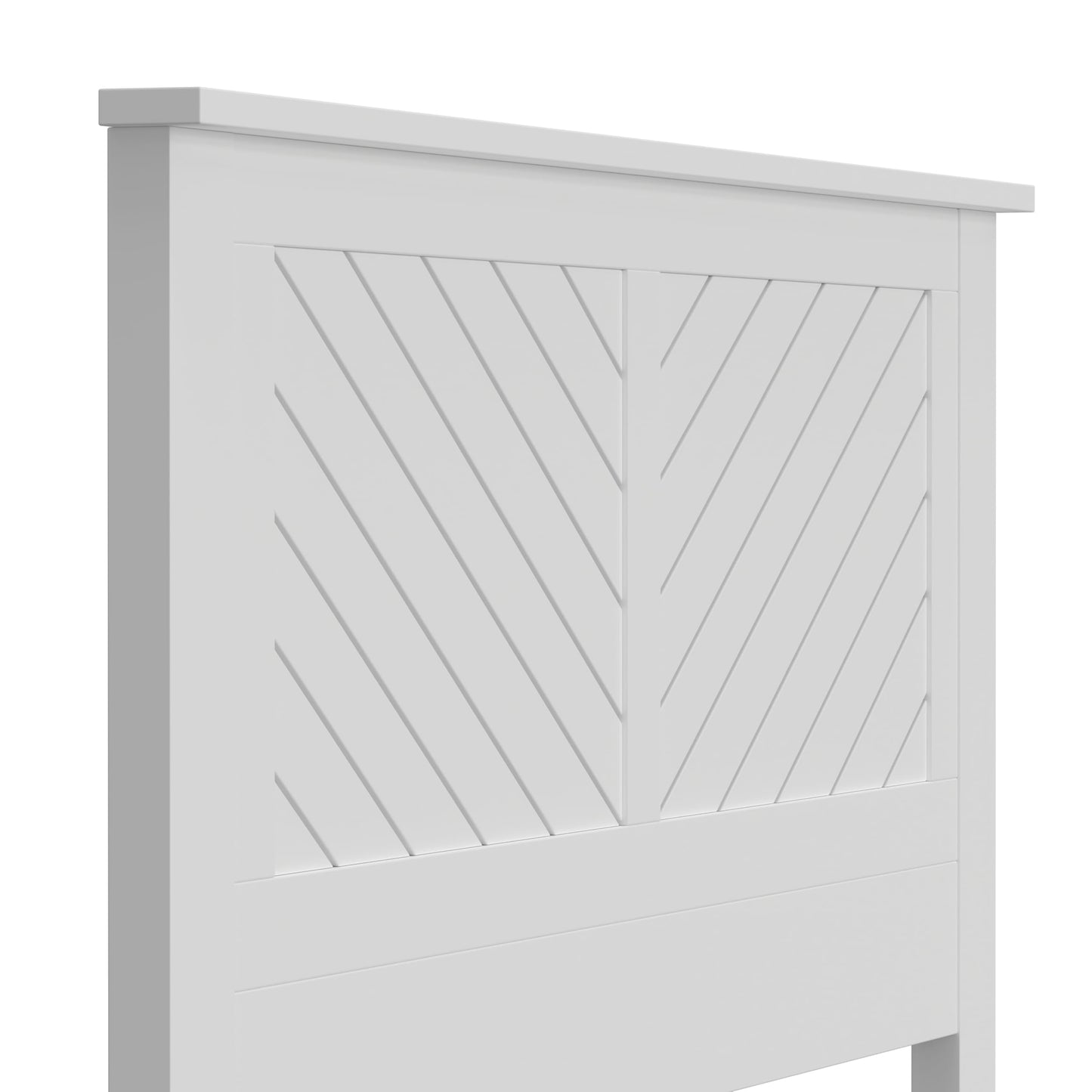 ComfIQ Serene Solid Wood Modern Farmhouse Panel Headboard with Chevron Scoring