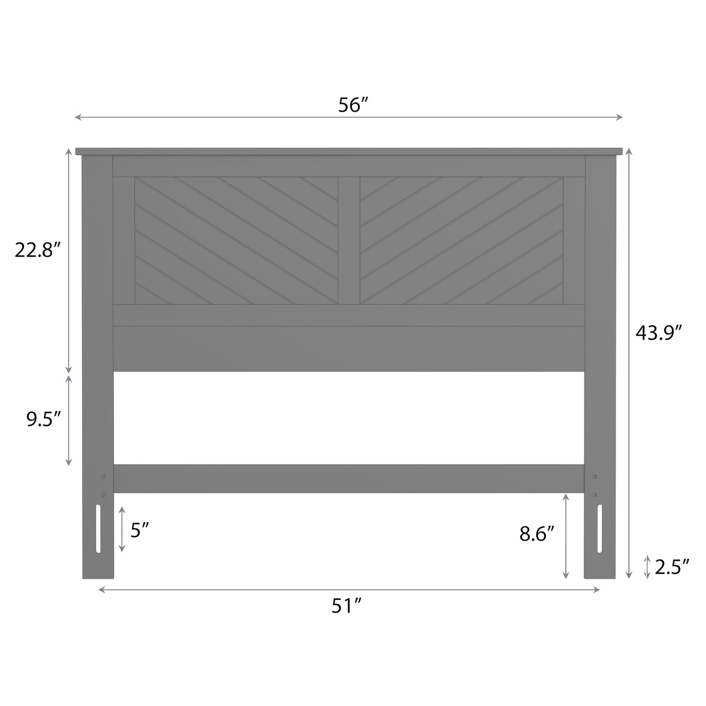 ComfIQ Serene Solid Wood Modern Farmhouse Panel Headboard with Chevron Scoring