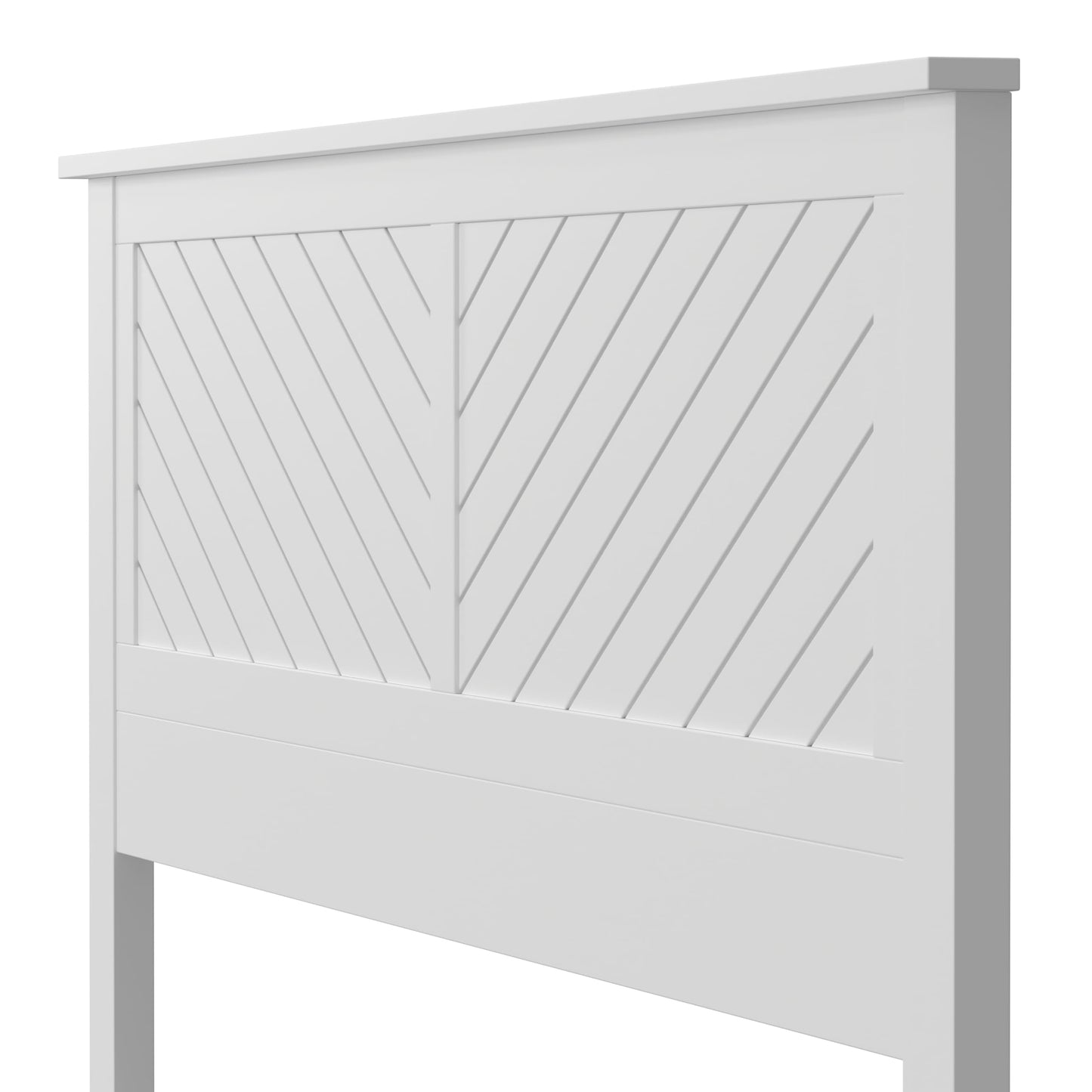 ComfIQ Serene Solid Wood Modern Farmhouse Panel Headboard with Chevron Scoring
