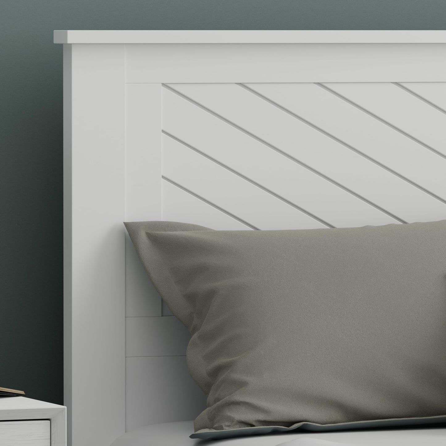 ComfIQ Serene Solid Wood Modern Farmhouse Panel Headboard with Chevron Scoring