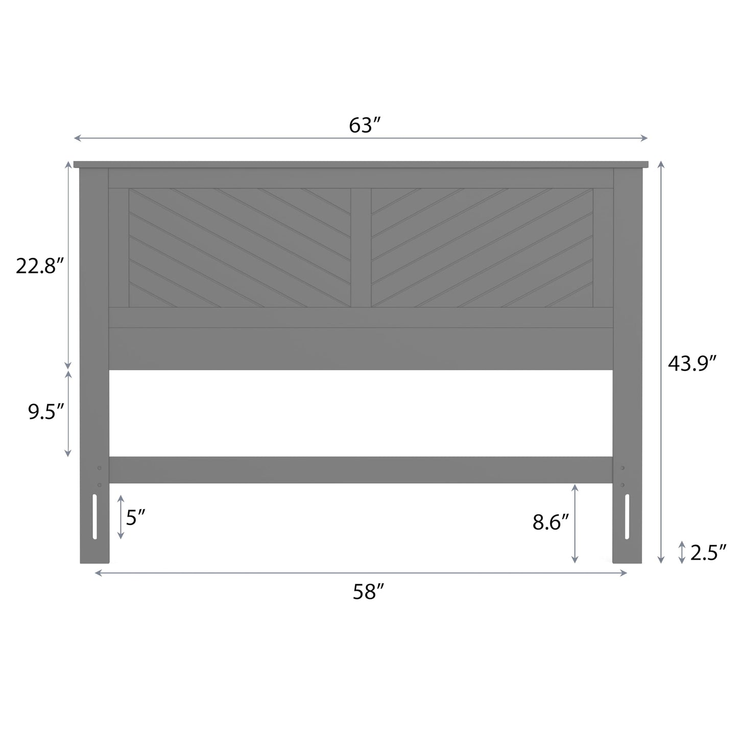 ComfIQ Serene Solid Wood Modern Farmhouse Panel Headboard with Chevron Scoring