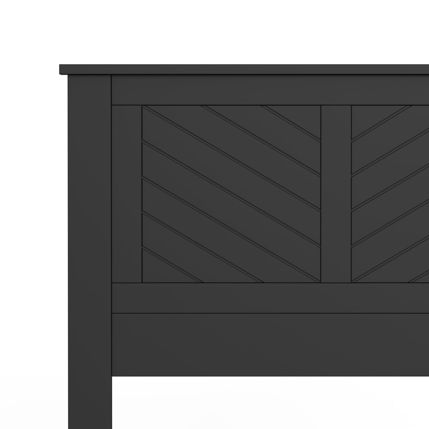 ComfIQ Serene Solid Wood Modern Farmhouse Panel Headboard with Chevron Scoring