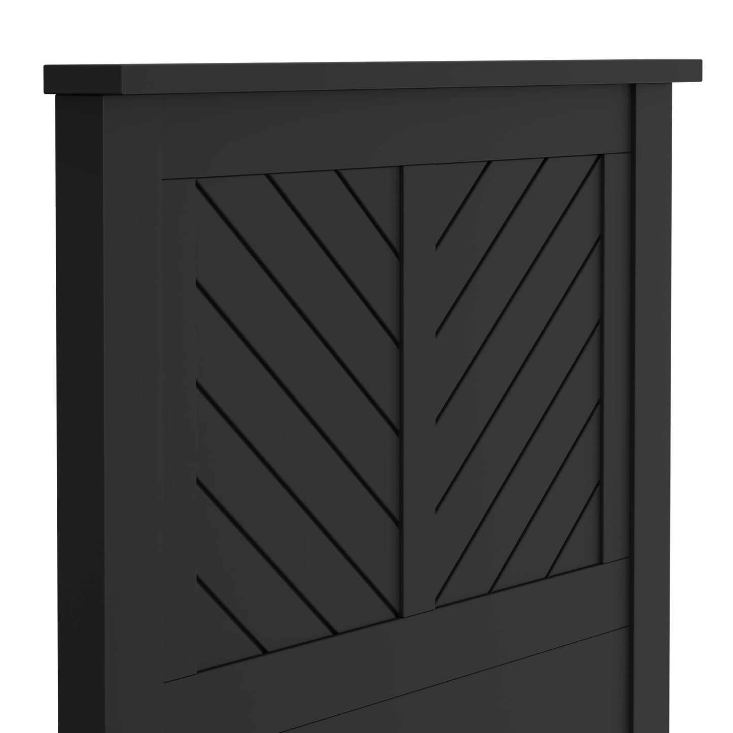 ComfIQ Serene Solid Wood Modern Farmhouse Panel Headboard with Chevron Scoring