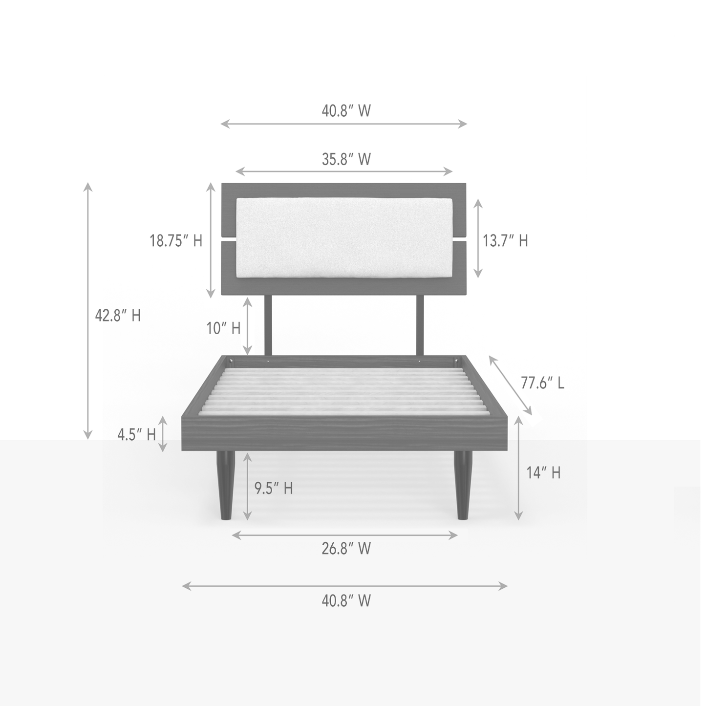 ComfIQ HavenWood Modern Solid Wood Platform Bed with Optional Adjustable Headboard with Cushion