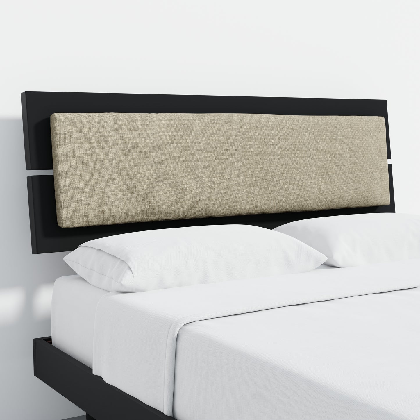 ComfIQ HavenWood Modern Solid Wood Platform Bed with Optional Adjustable Headboard with Cushion