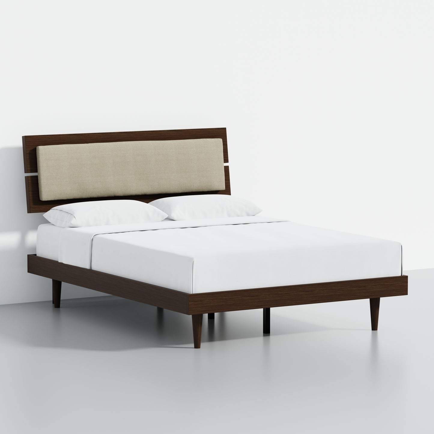 ComfIQ HavenWood Modern Solid Wood Platform Bed with Optional Adjustable Headboard with Cushion
