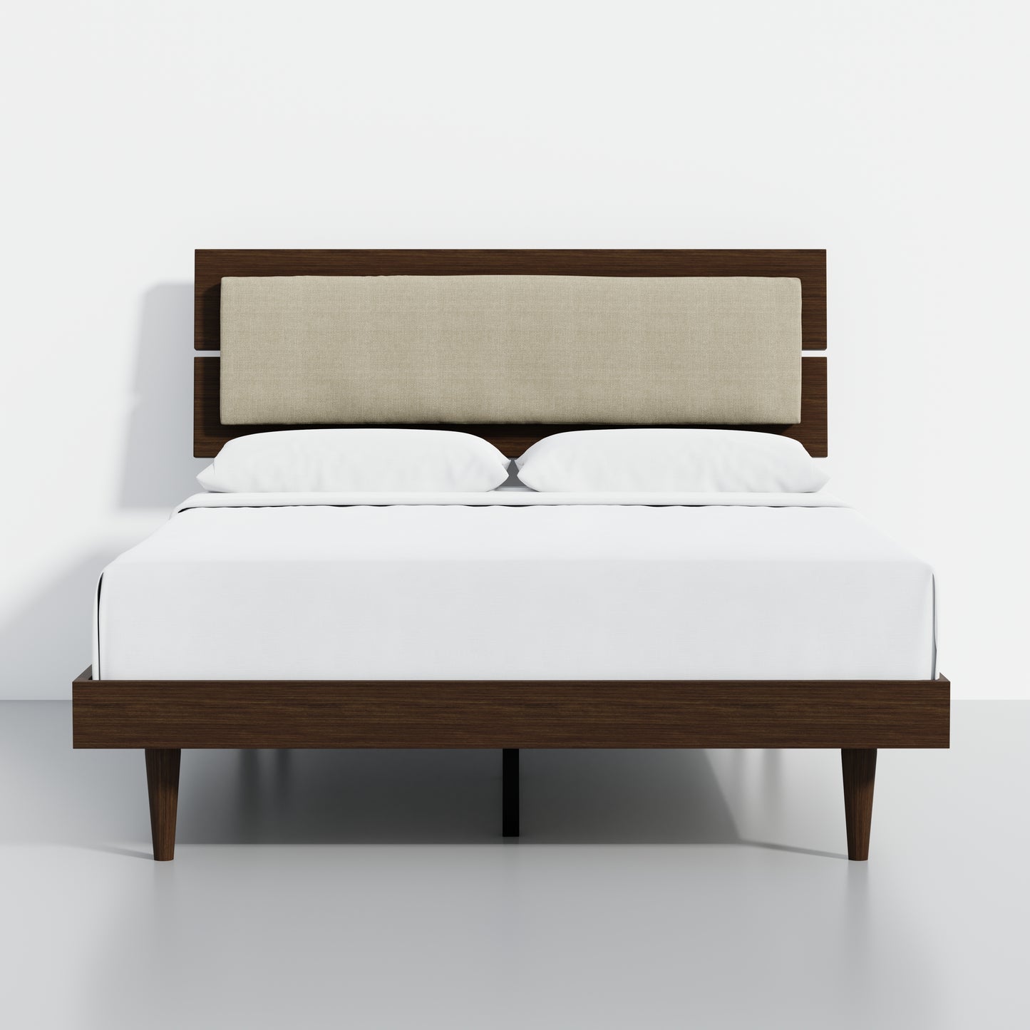 ComfIQ HavenWood Modern Solid Wood Platform Bed with Optional Adjustable Headboard with Cushion