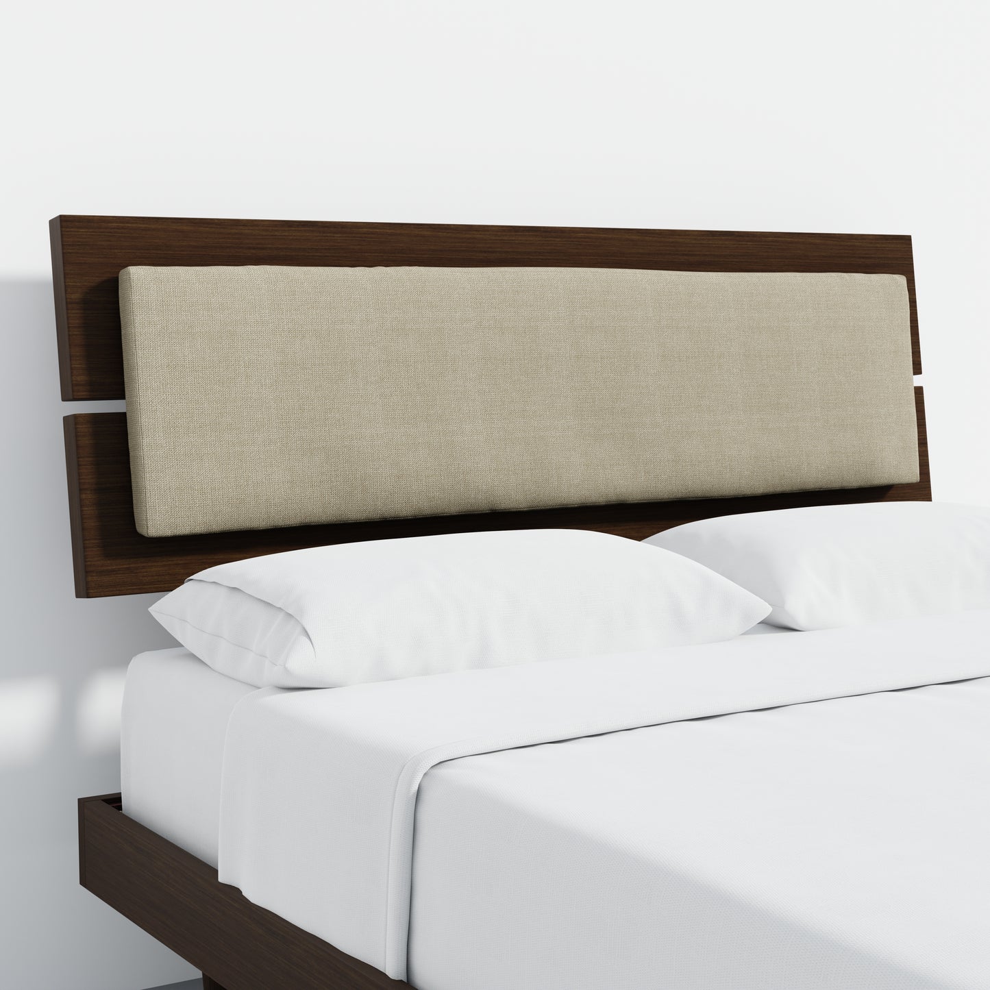 ComfIQ HavenWood Modern Solid Wood Platform Bed with Optional Adjustable Headboard with Cushion