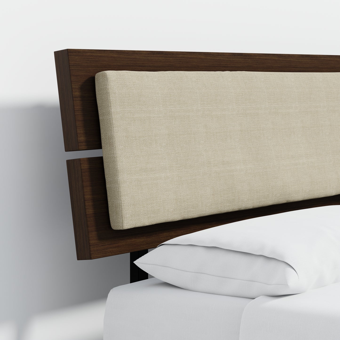 ComfIQ HavenWood Modern Solid Wood Platform Bed with Optional Adjustable Headboard with Cushion