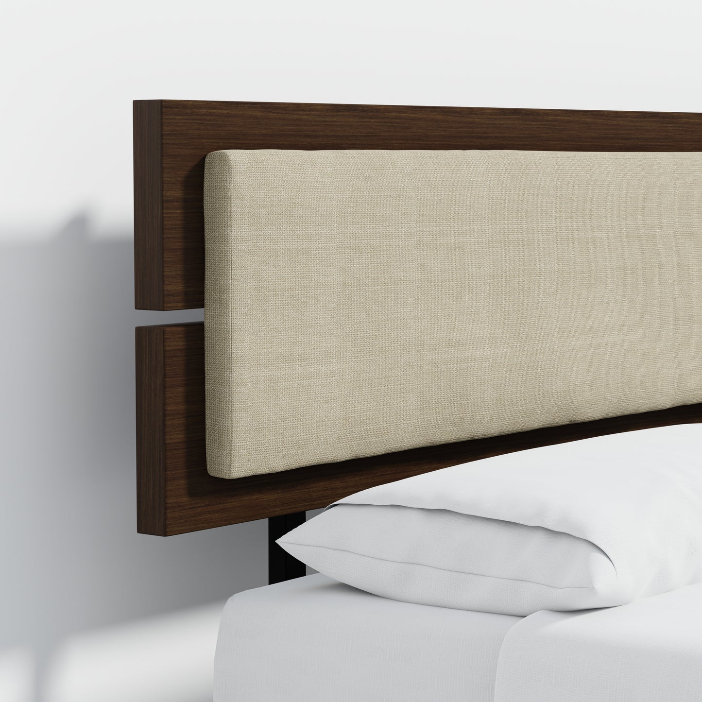 ComfIQ HavenWood Modern Solid Wood Platform Bed with Optional Adjustable Headboard with Cushion