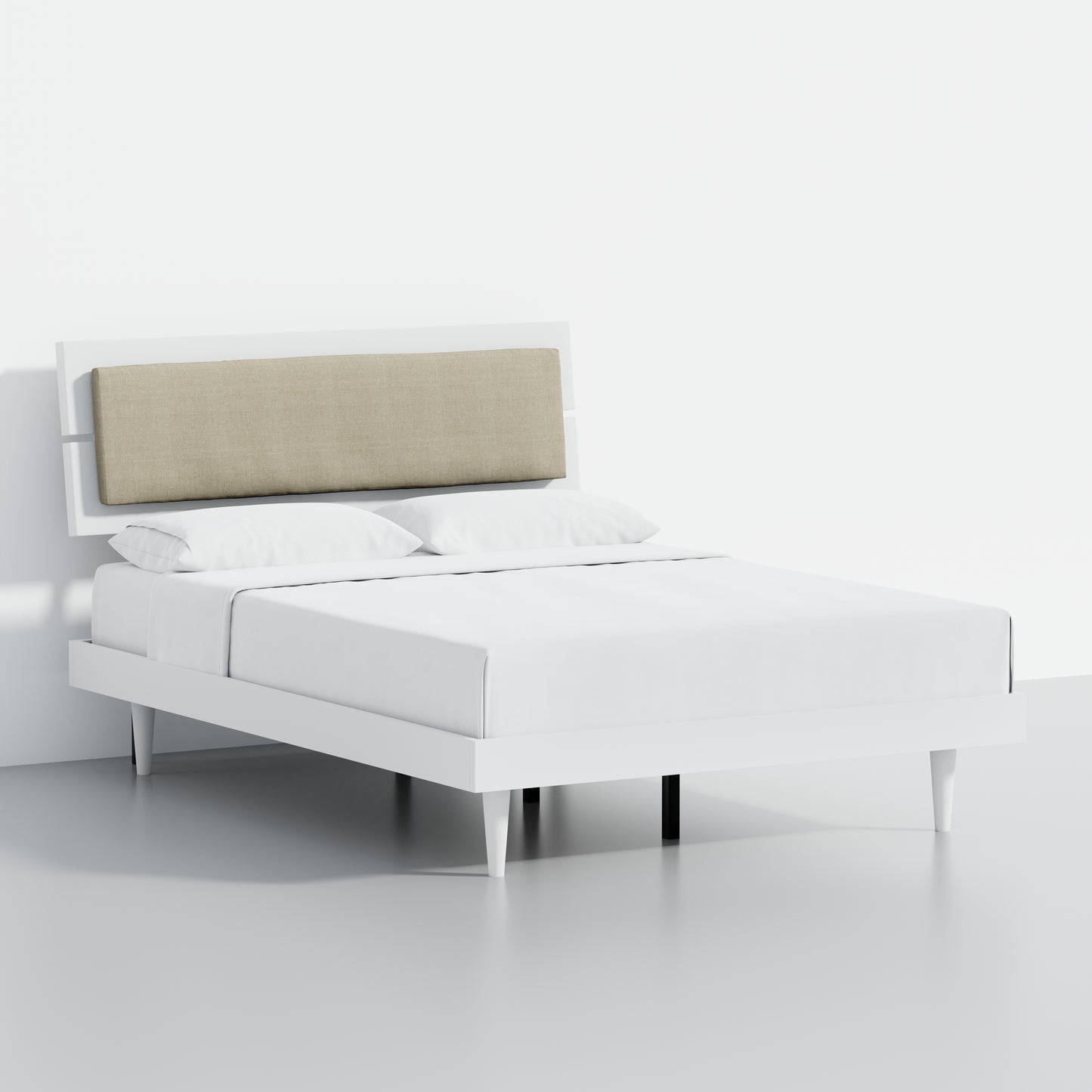 ComfIQ HavenWood Modern Solid Wood Platform Bed with Optional Adjustable Headboard with Cushion