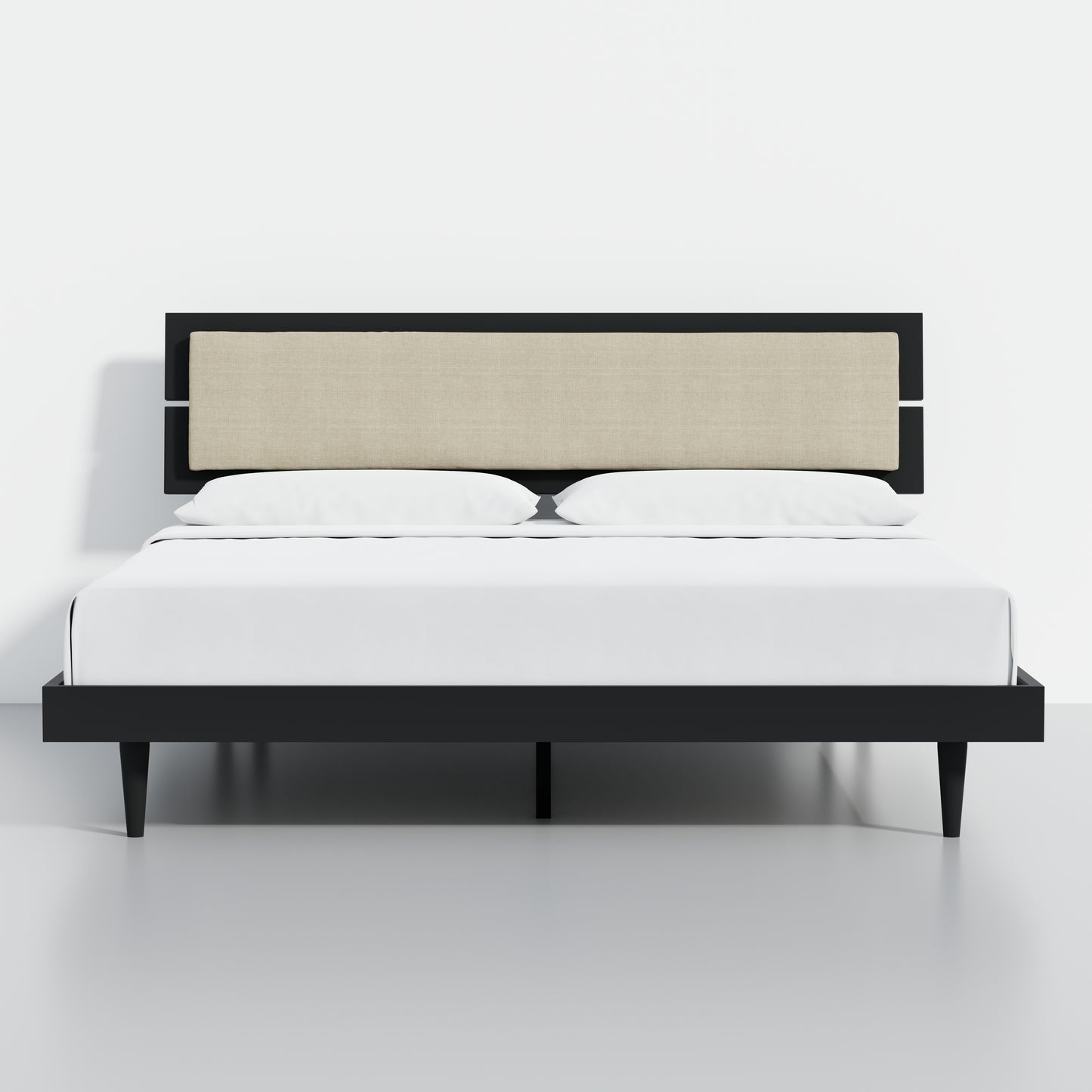 ComfIQ HavenWood Modern Solid Wood Platform Bed with Optional Adjustable Headboard with Cushion