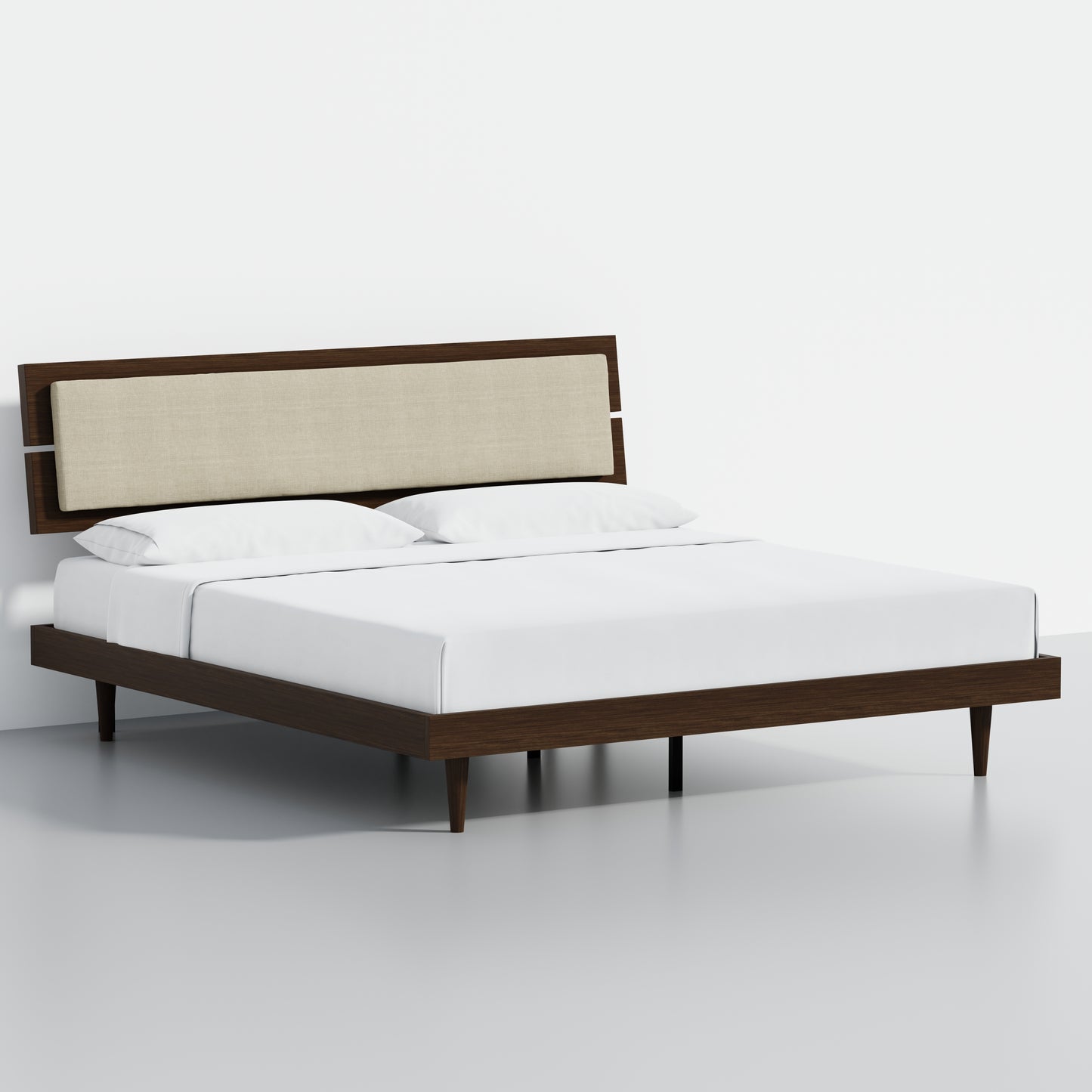 ComfIQ HavenWood Modern Solid Wood Platform Bed with Optional Adjustable Headboard with Cushion