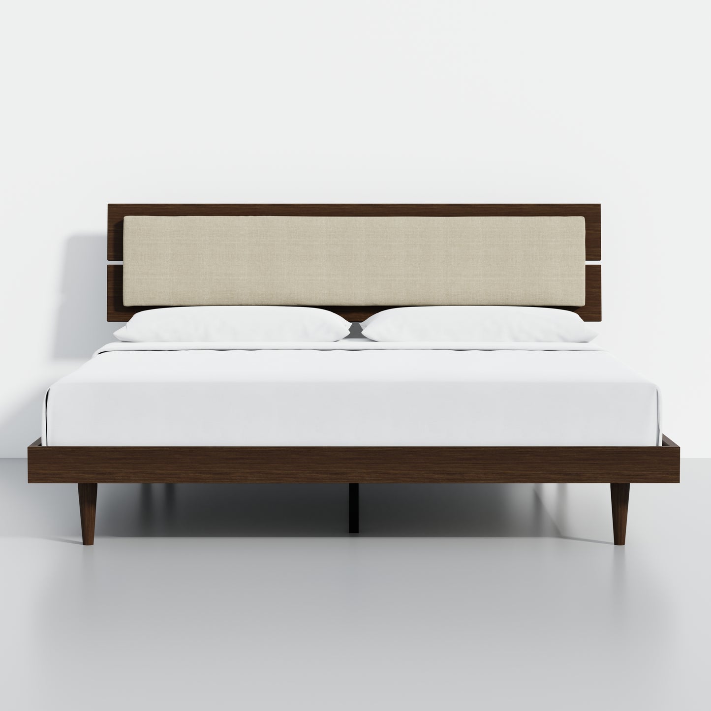 ComfIQ HavenWood Modern Solid Wood Platform Bed with Optional Adjustable Headboard with Cushion