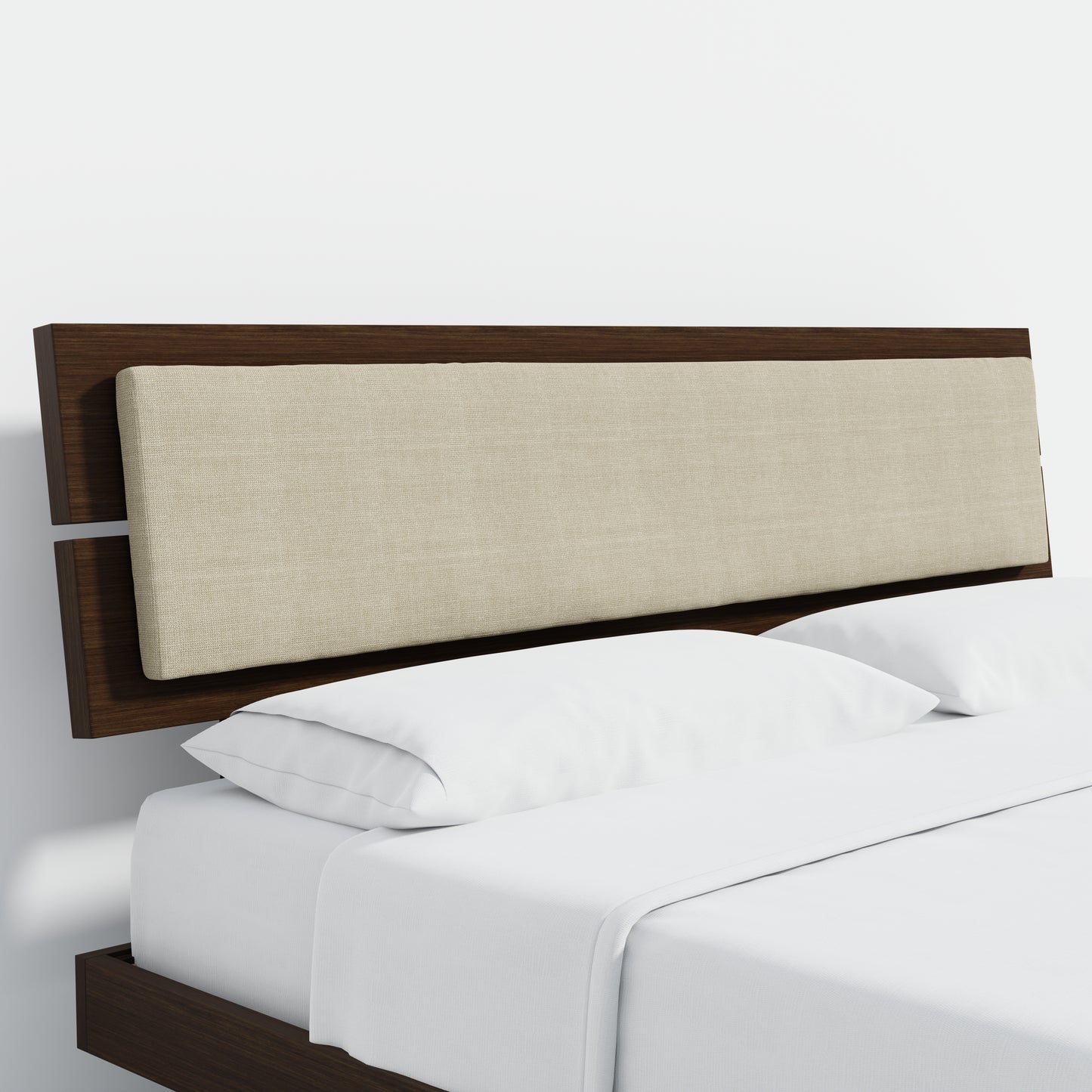 ComfIQ HavenWood Modern Solid Wood Platform Bed with Optional Adjustable Headboard with Cushion