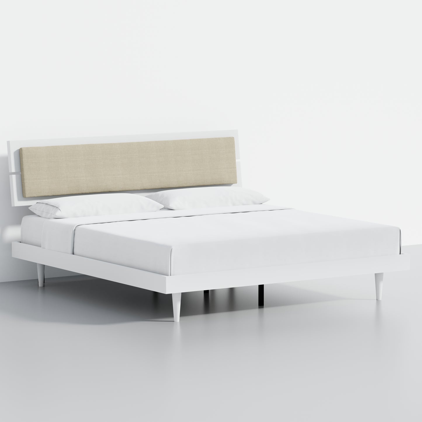 ComfIQ HavenWood Modern Solid Wood Platform Bed with Optional Adjustable Headboard with Cushion