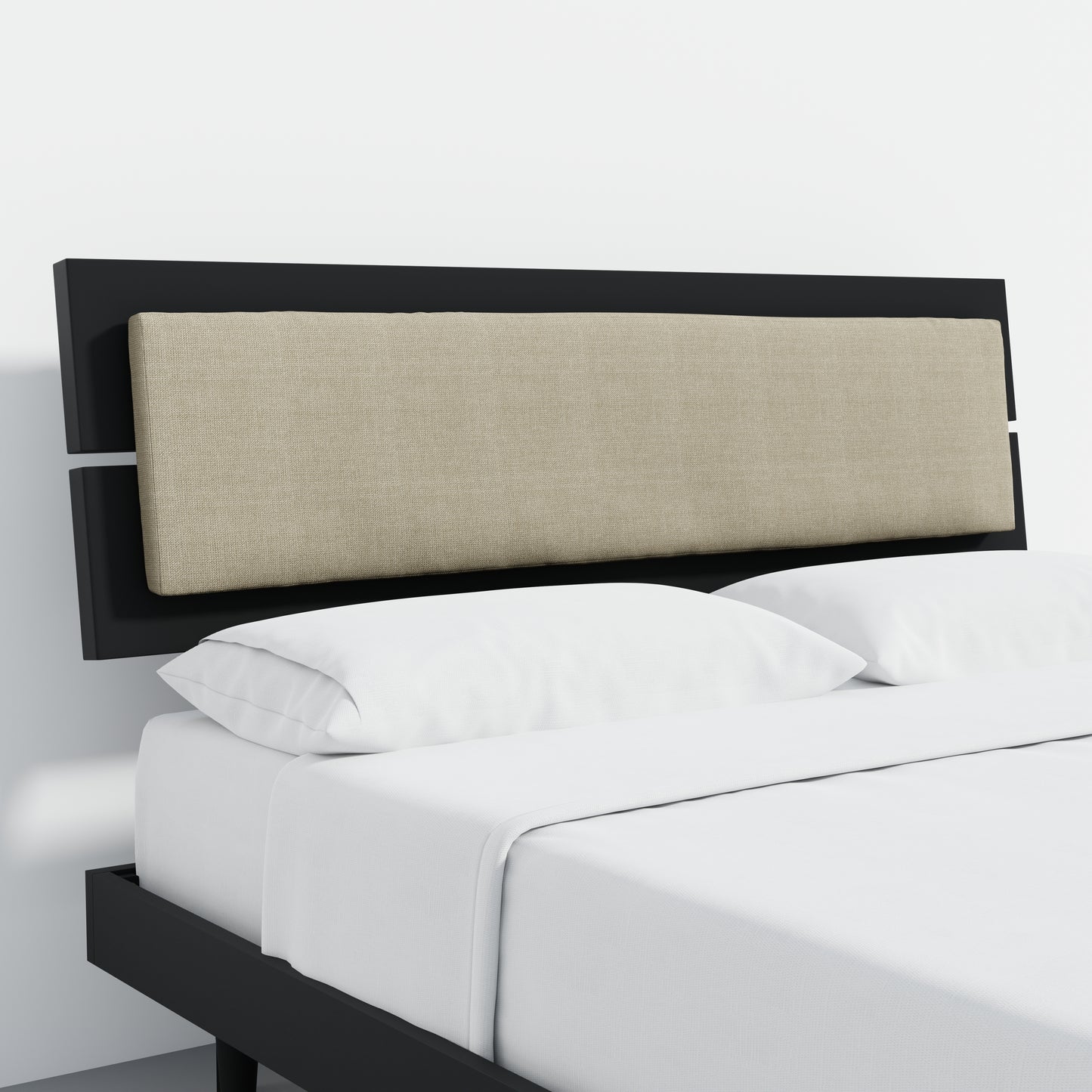 ComfIQ HavenWood Modern Solid Wood Platform Bed with Optional Adjustable Headboard with Cushion