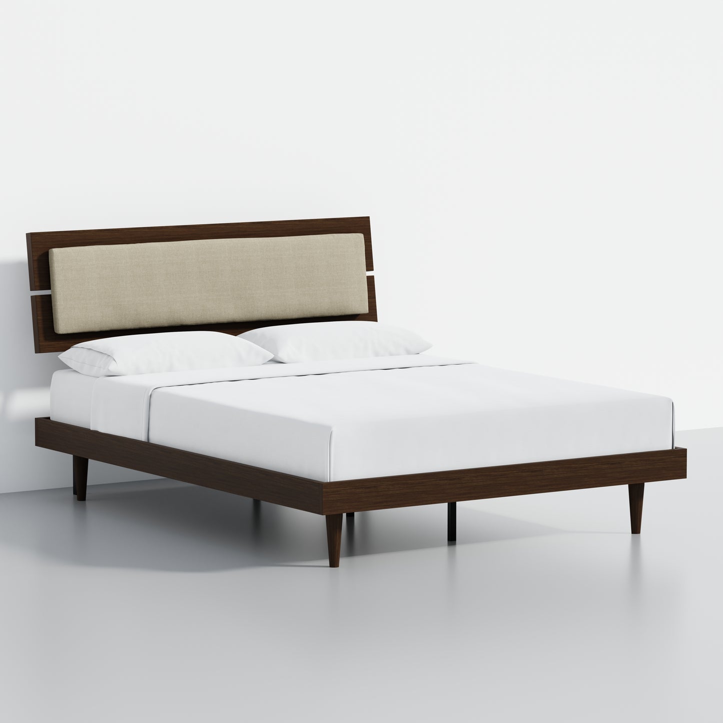 ComfIQ HavenWood Modern Solid Wood Platform Bed with Optional Adjustable Headboard with Cushion