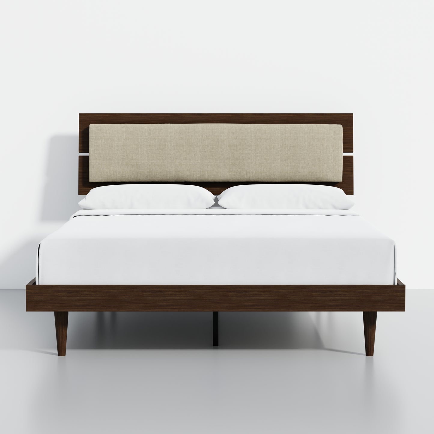 ComfIQ HavenWood Modern Solid Wood Platform Bed with Optional Adjustable Headboard with Cushion