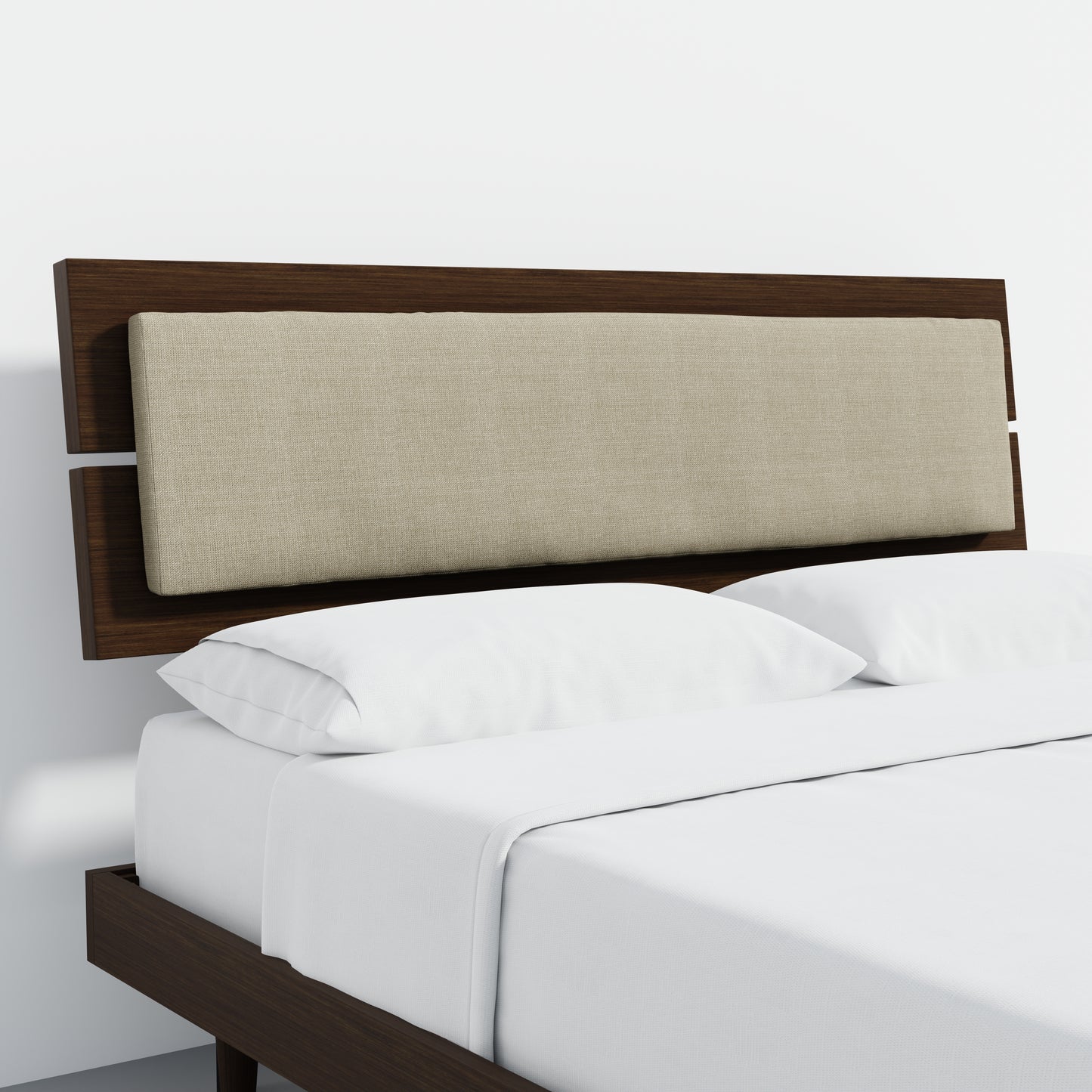 ComfIQ HavenWood Modern Solid Wood Platform Bed with Optional Adjustable Headboard with Cushion