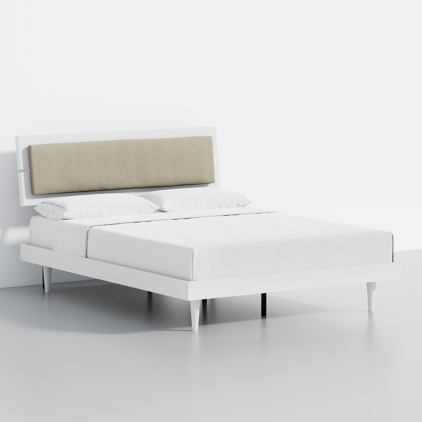 ComfIQ HavenWood Modern Solid Wood Platform Bed with Optional Adjustable Headboard with Cushion