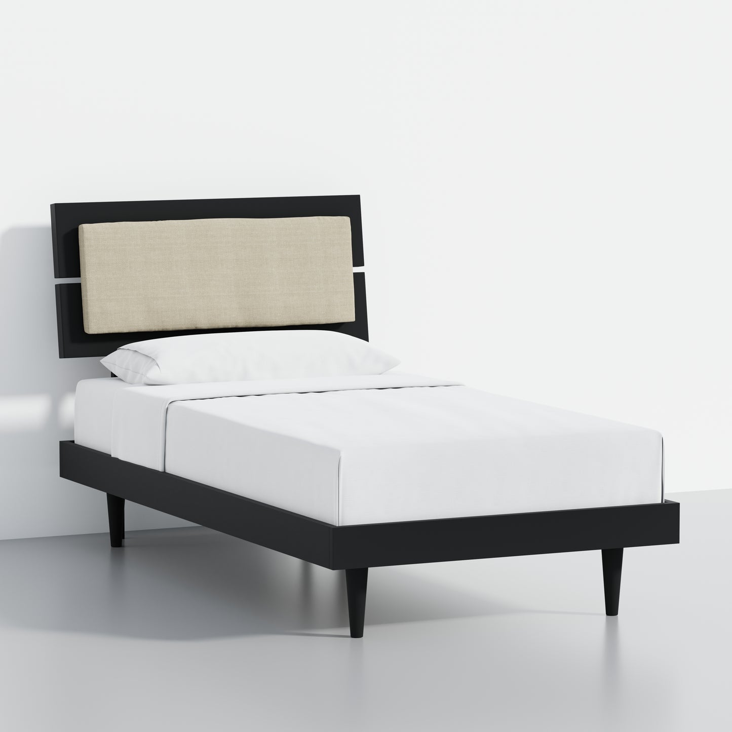 ComfIQ HavenWood Modern Solid Wood Platform Bed with Optional Adjustable Headboard with Cushion