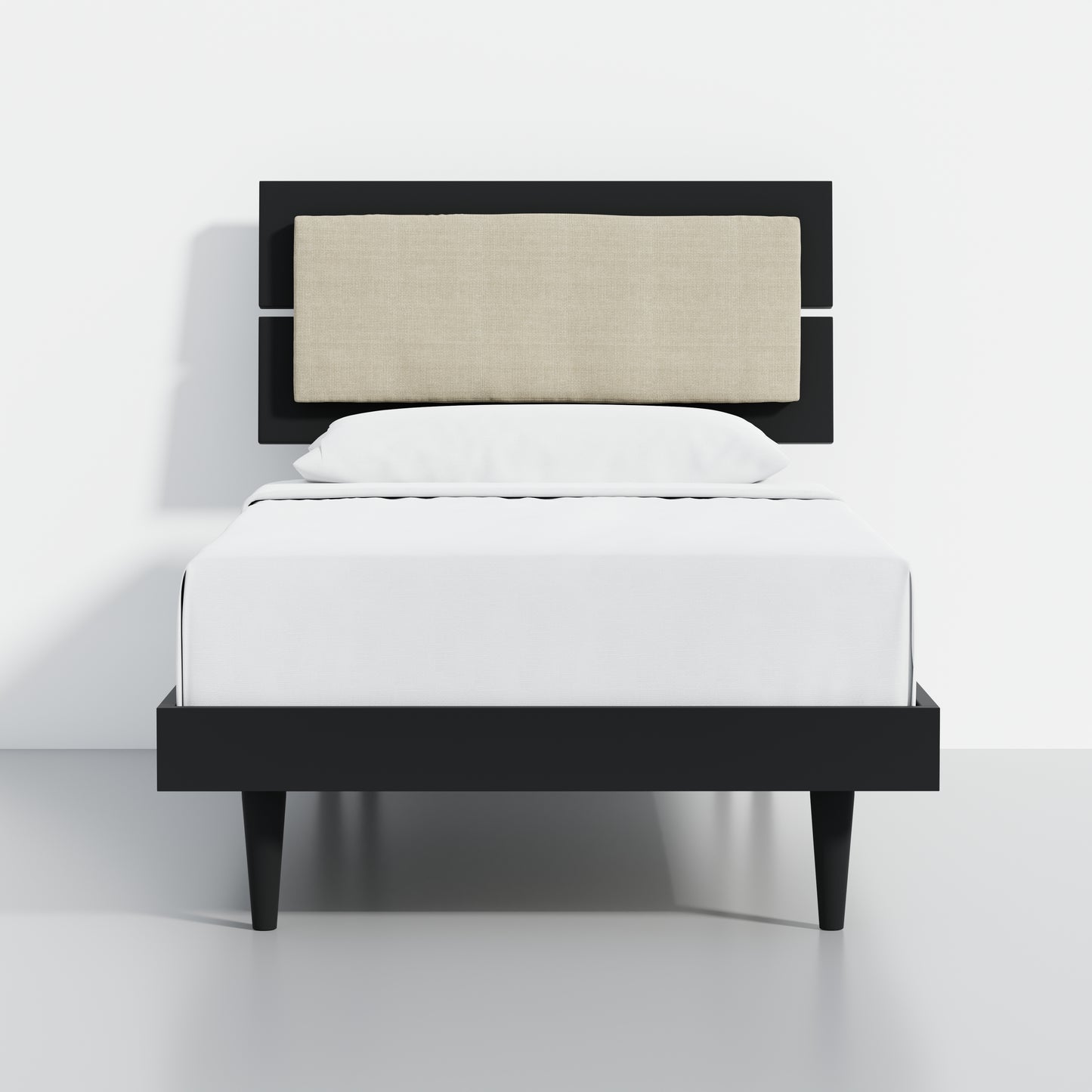 ComfIQ HavenWood Modern Solid Wood Platform Bed with Optional Adjustable Headboard with Cushion