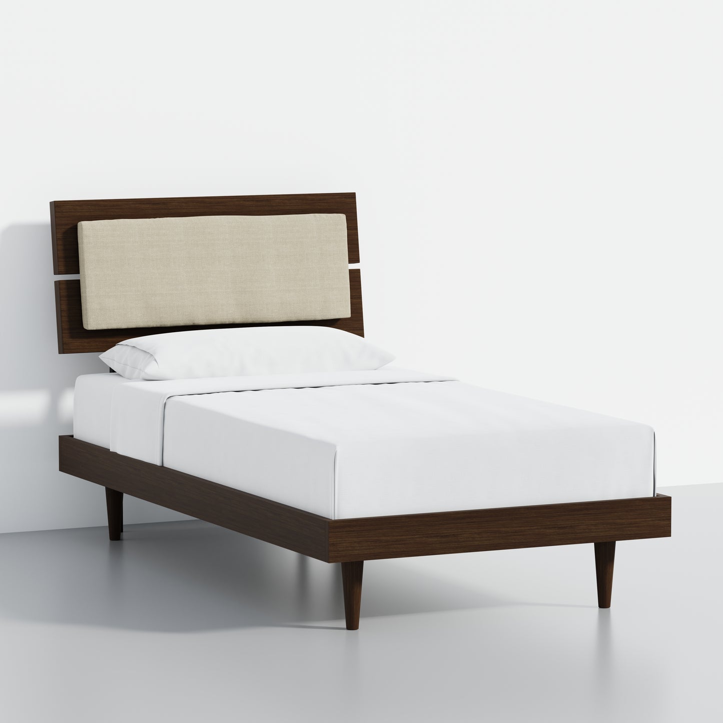 ComfIQ HavenWood Modern Solid Wood Platform Bed with Optional Adjustable Headboard with Cushion