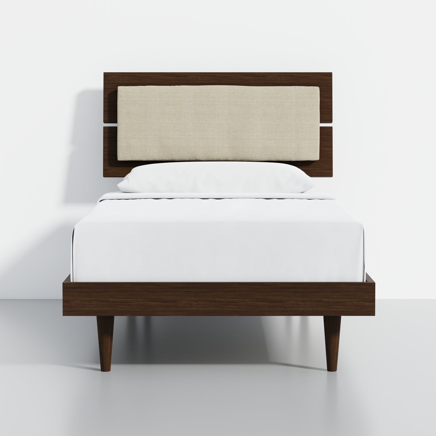 ComfIQ HavenWood Modern Solid Wood Platform Bed with Optional Adjustable Headboard with Cushion