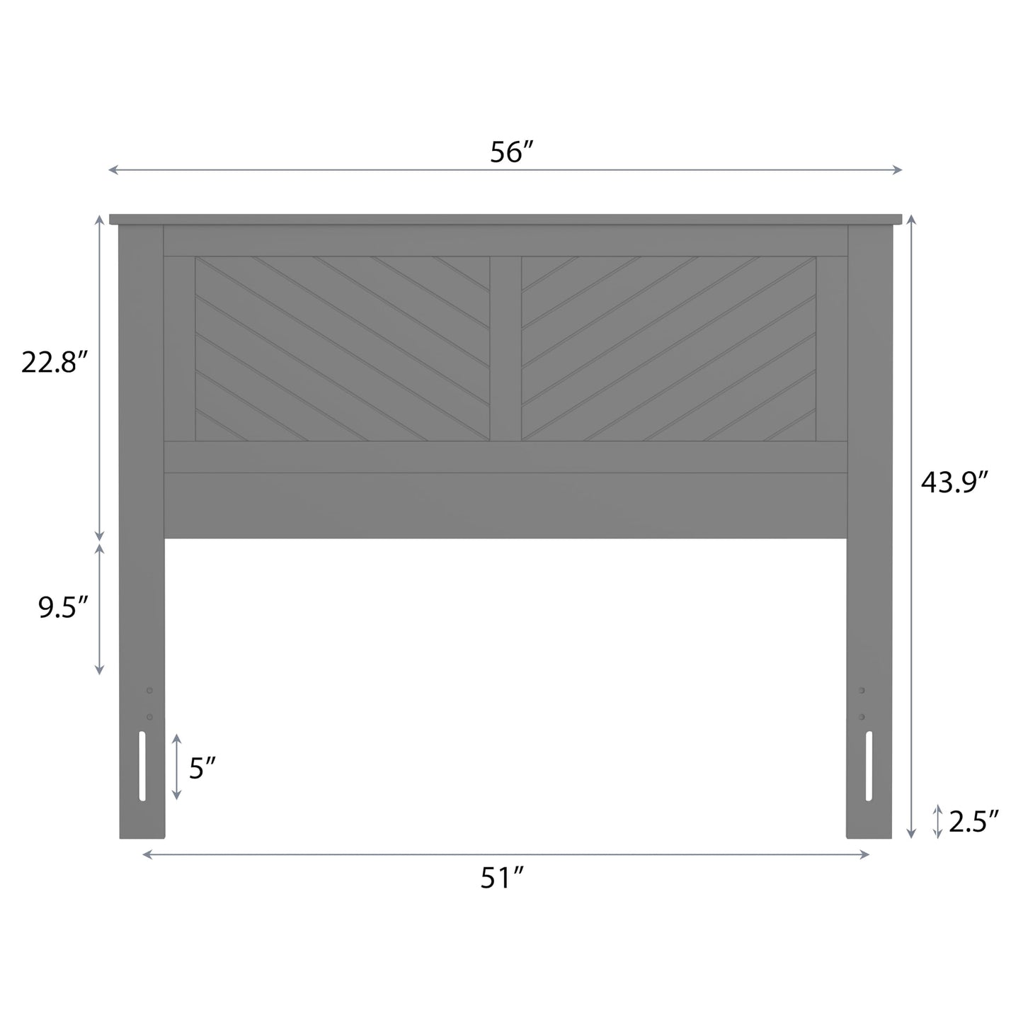 ComfIQ Serene Solid Wood Modern Farmhouse Panel Headboard with Chevron Scoring