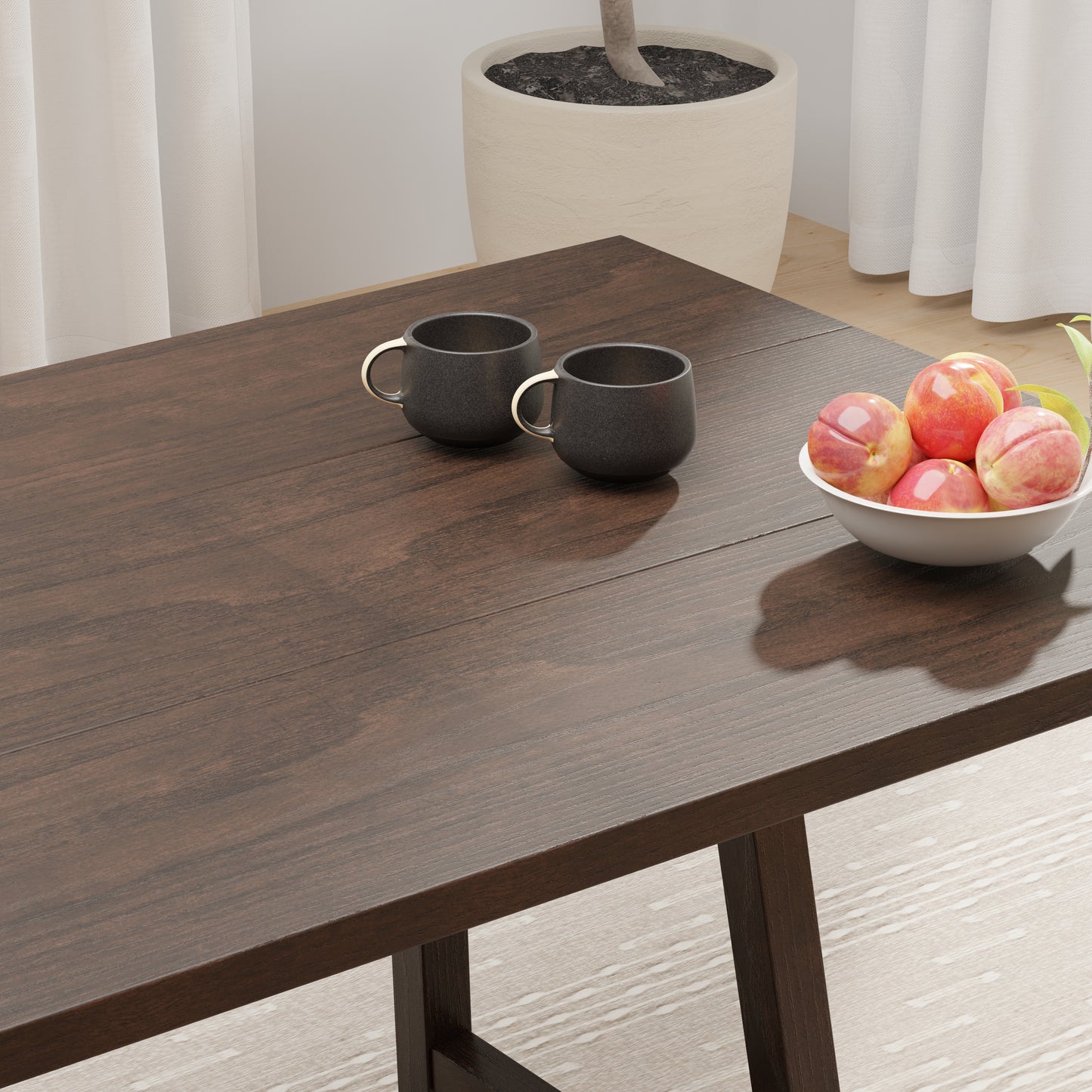 ComfIQ Harthwell 84-Inch Modern Farmhouse Dining Table - Solid Rubberwood with Solid Ash Veneer, Seats 8, Easy Assembly, Rustic Wood Kitchen & Dining Room Table