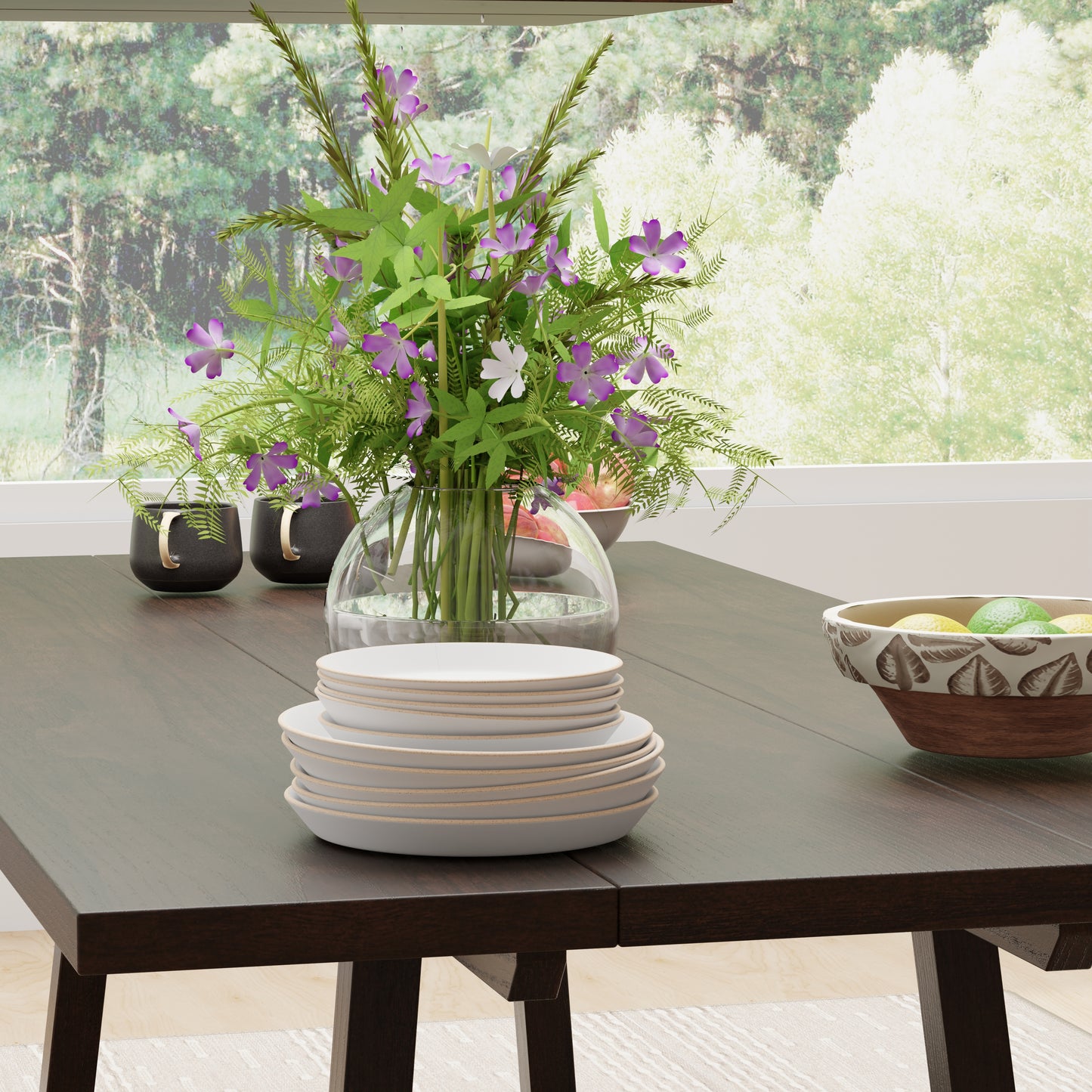 ComfIQ Harthwell 84-Inch Modern Farmhouse Dining Table - Solid Rubberwood with Solid Ash Veneer, Seats 8, Easy Assembly, Rustic Wood Kitchen & Dining Room Table