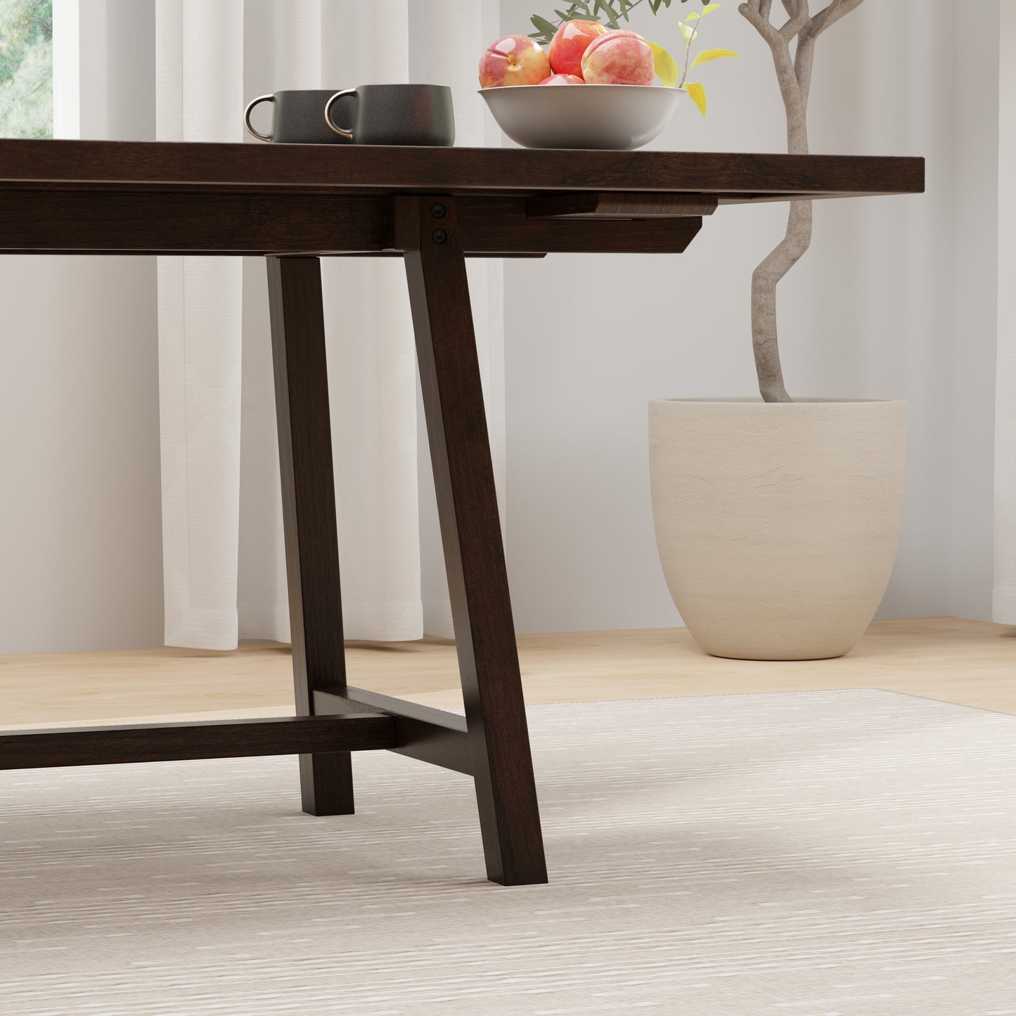 ComfIQ Harthwell 84-Inch Modern Farmhouse Dining Table - Solid Rubberwood with Solid Ash Veneer, Seats 8, Easy Assembly, Rustic Wood Kitchen & Dining Room Table