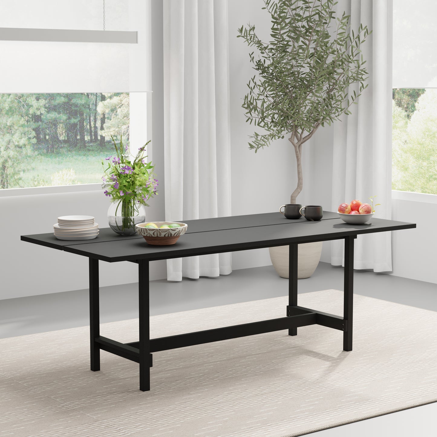 ComfIQ 84" Japandi Split-Top Wood Dining Table