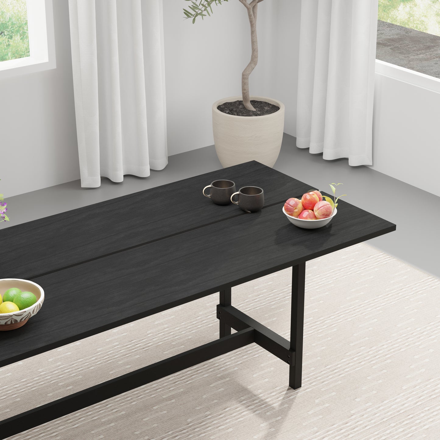 ComfIQ 84" Japandi Split-Top Wood Dining Table