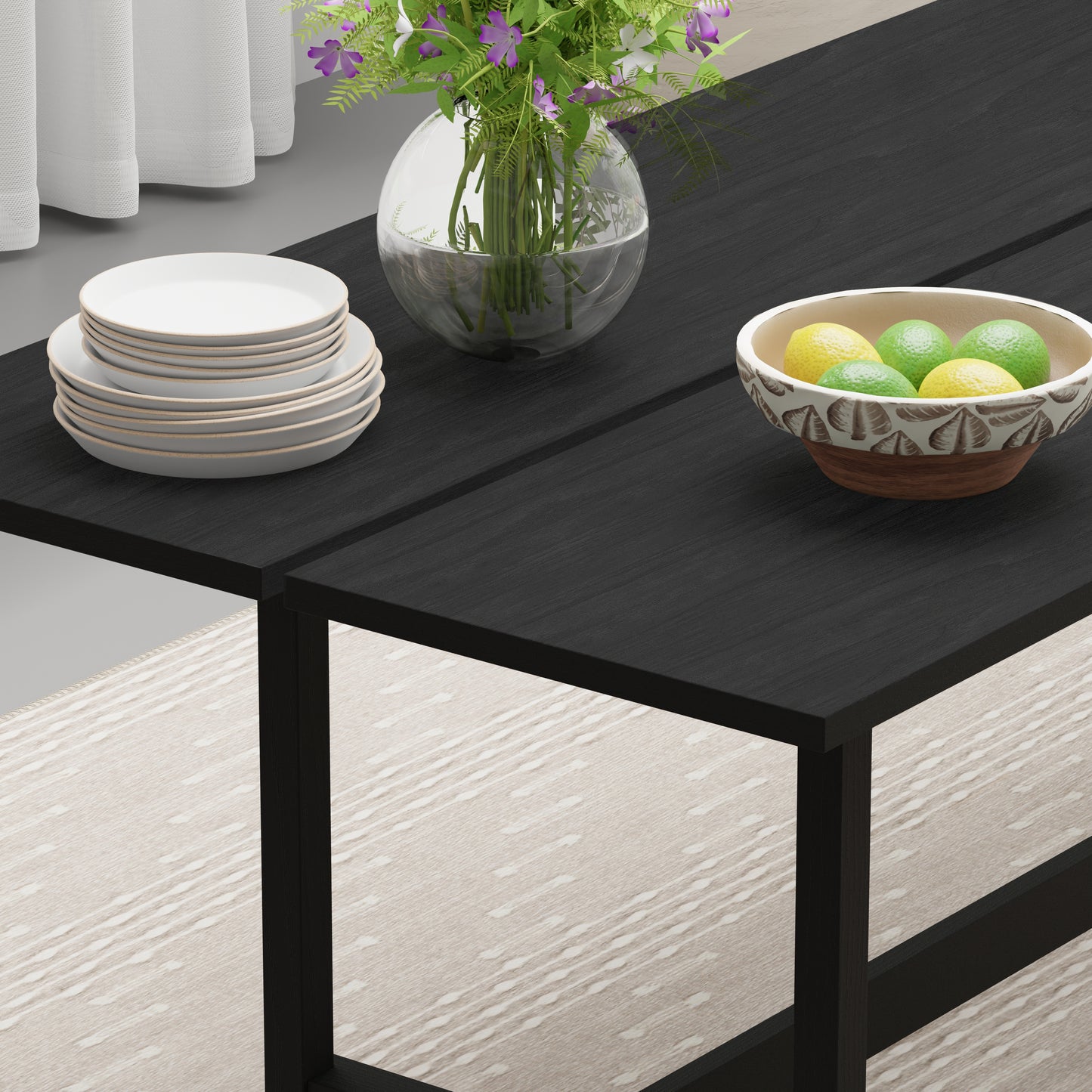 ComfIQ 84" Japandi Split-Top Wood Dining Table