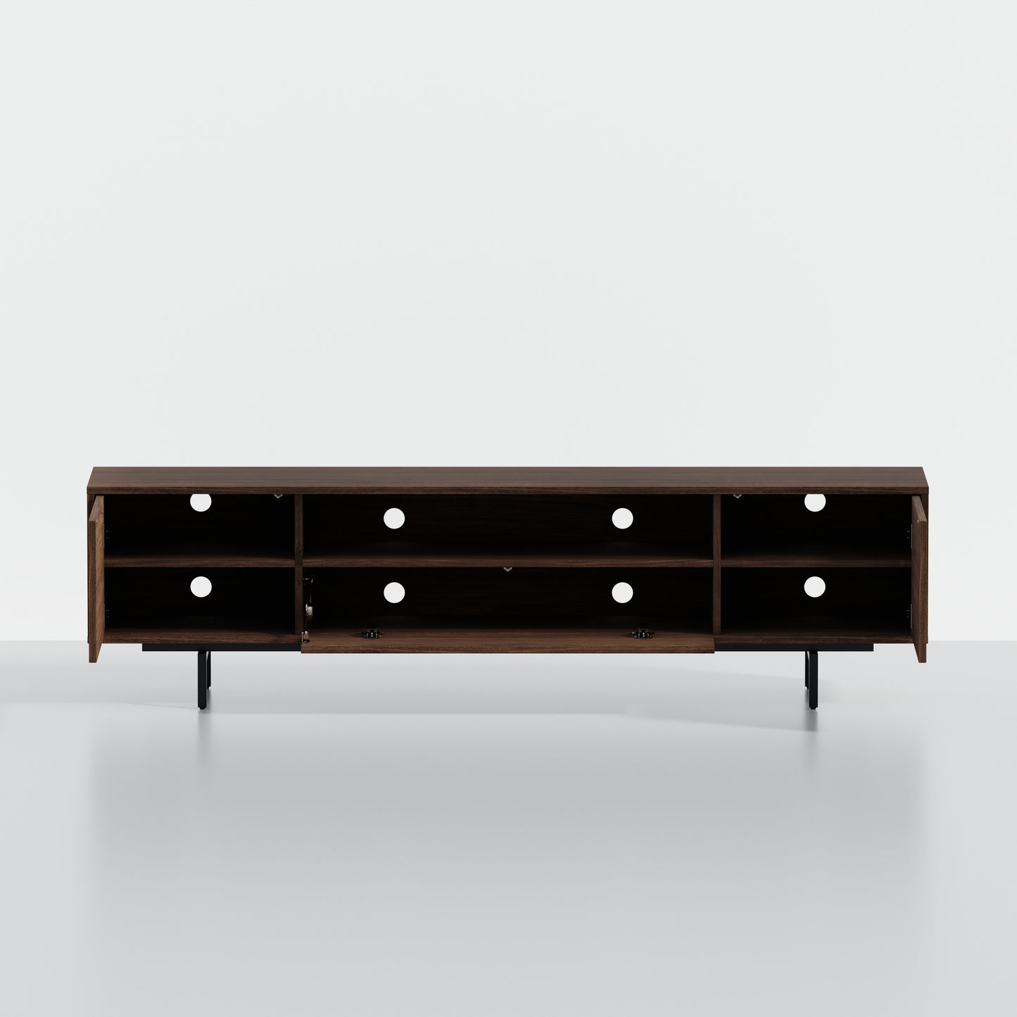 ComfIQ Norrhaus 75-Inch Modern TV Stand with Center Channel Speaker Shelf and Flip Down Door