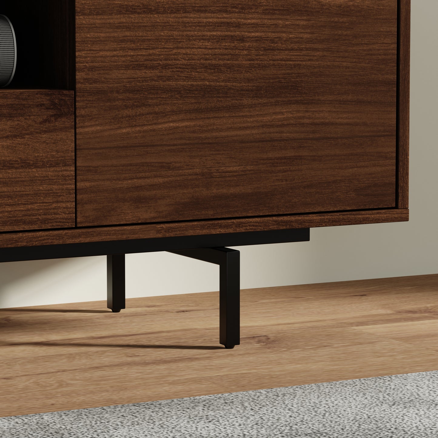ComfIQ Norrhaus 75-Inch Modern TV Stand with Center Channel Speaker Shelf and Flip Down Door