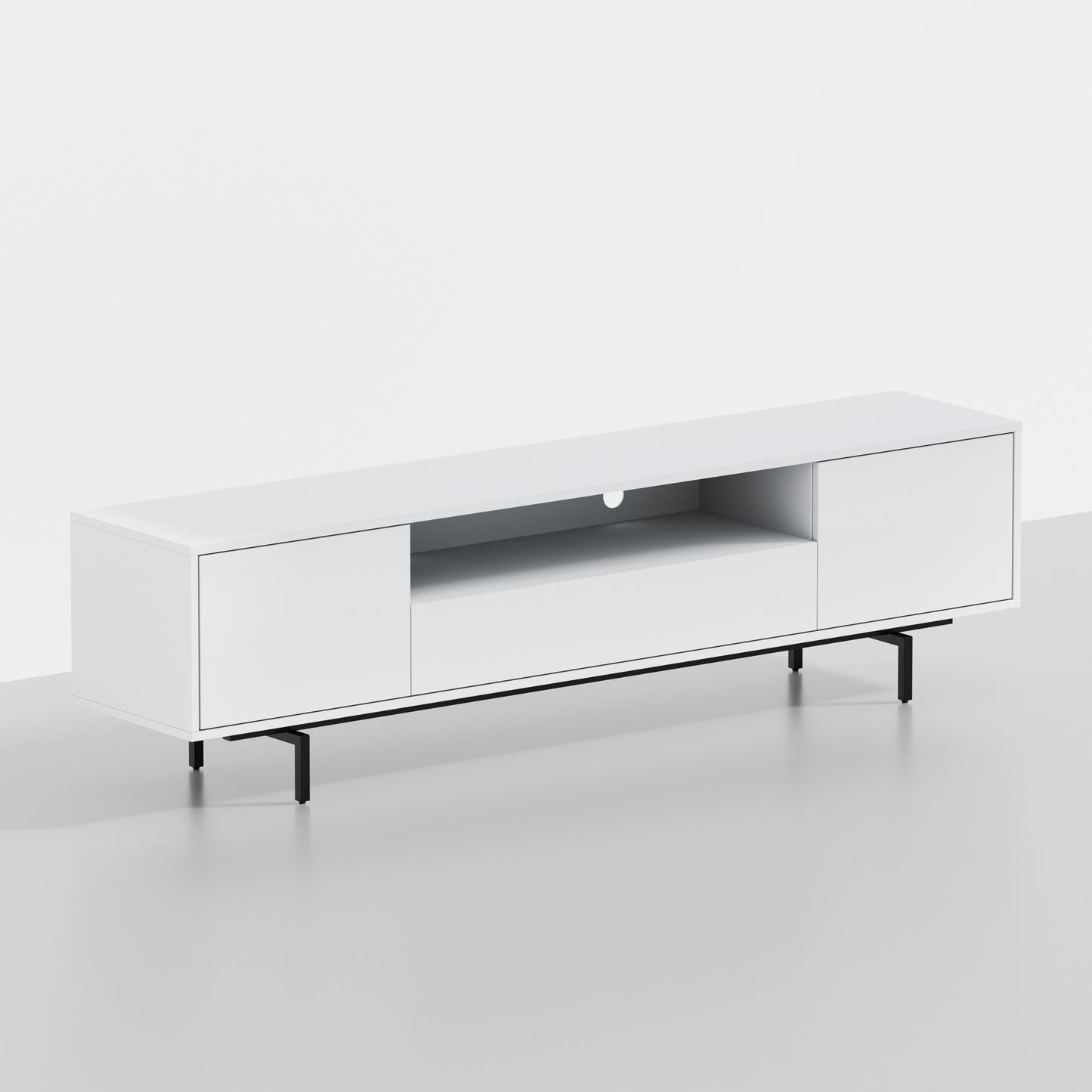 ComfIQ Norrhaus 75-Inch Modern TV Stand with Center Channel Speaker Shelf and Flip Down Door