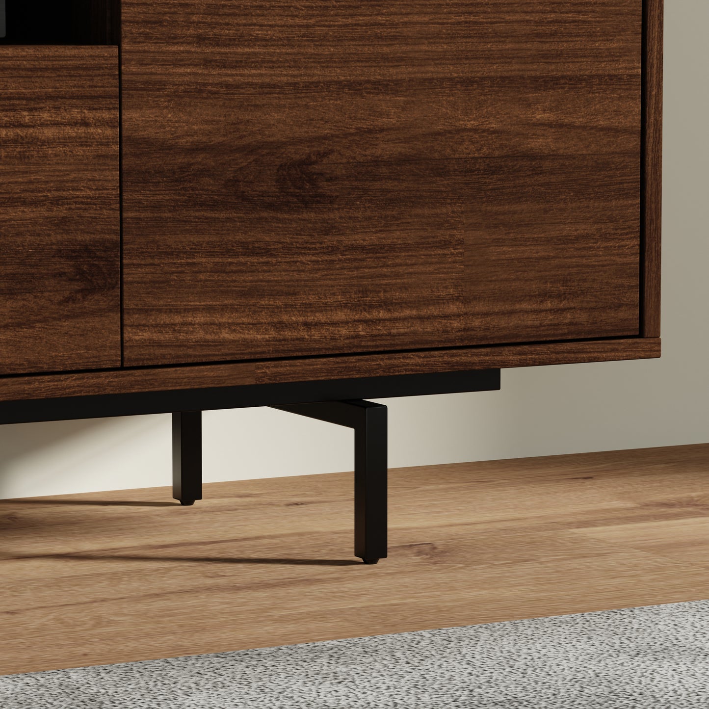 ComfIQ Norrhaus 75-Inch Modern TV Stand with Center Channel Speaker Shelf and Flip Down Door
