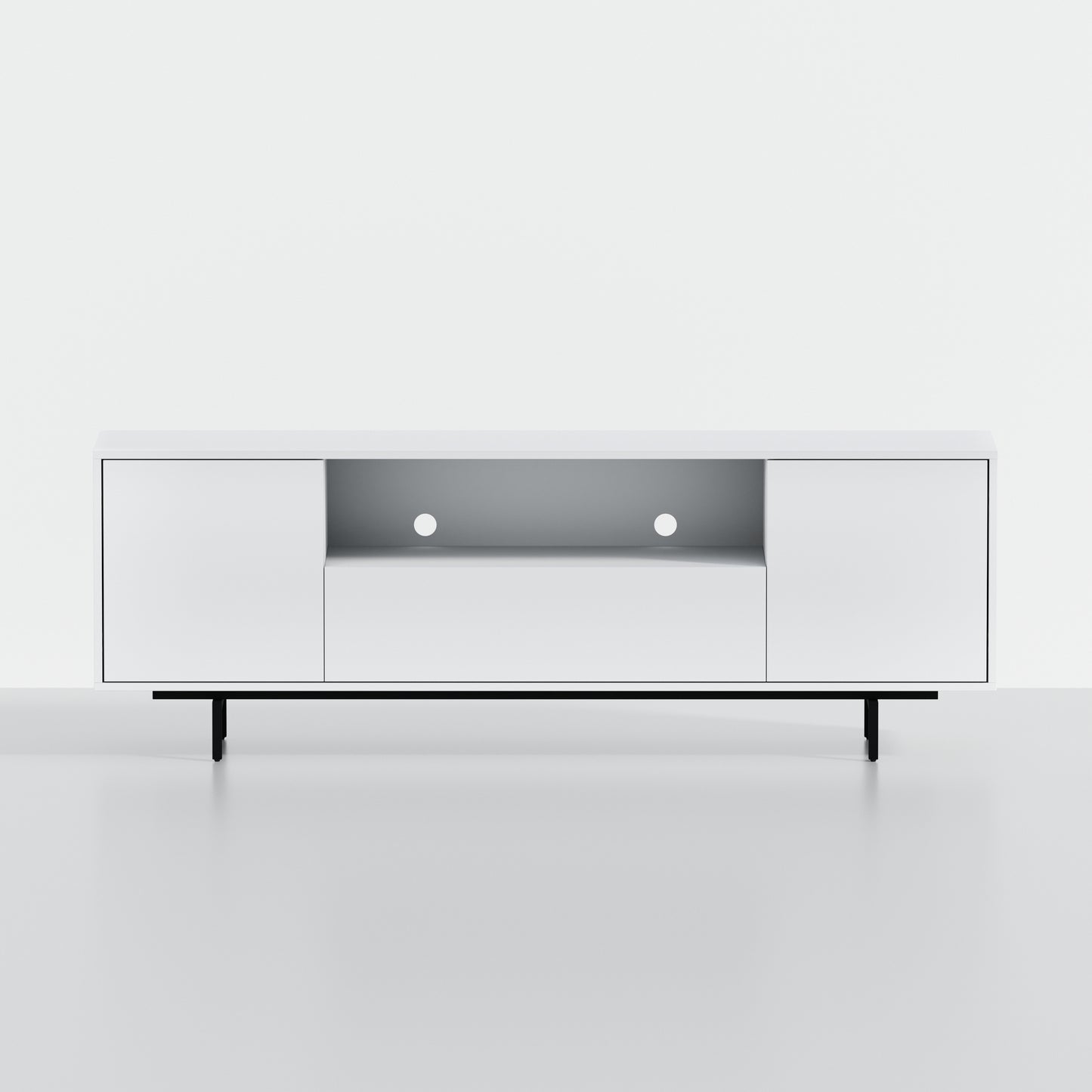 ComfIQ Norrhaus 75-Inch Modern TV Stand with Center Channel Speaker Shelf and Flip Down Door