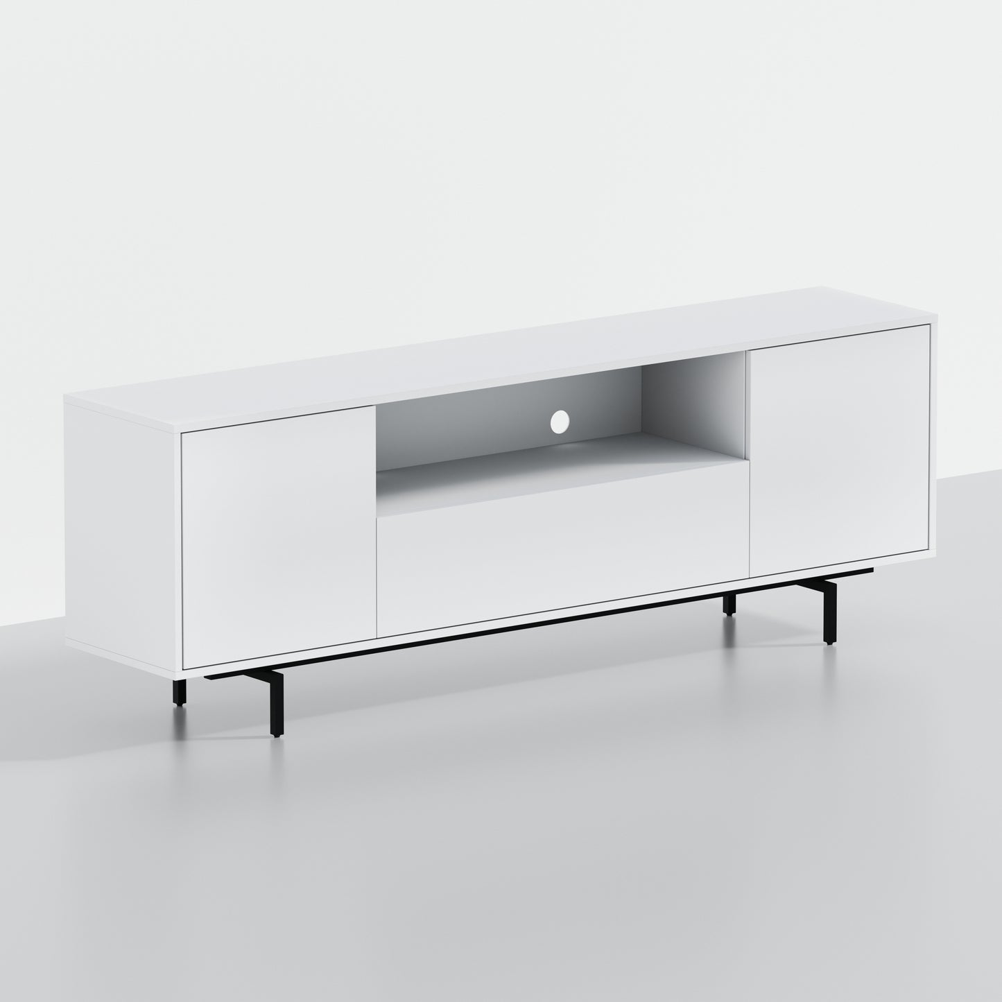 ComfIQ Norrhaus 75-Inch Modern TV Stand with Center Channel Speaker Shelf and Flip Down Door