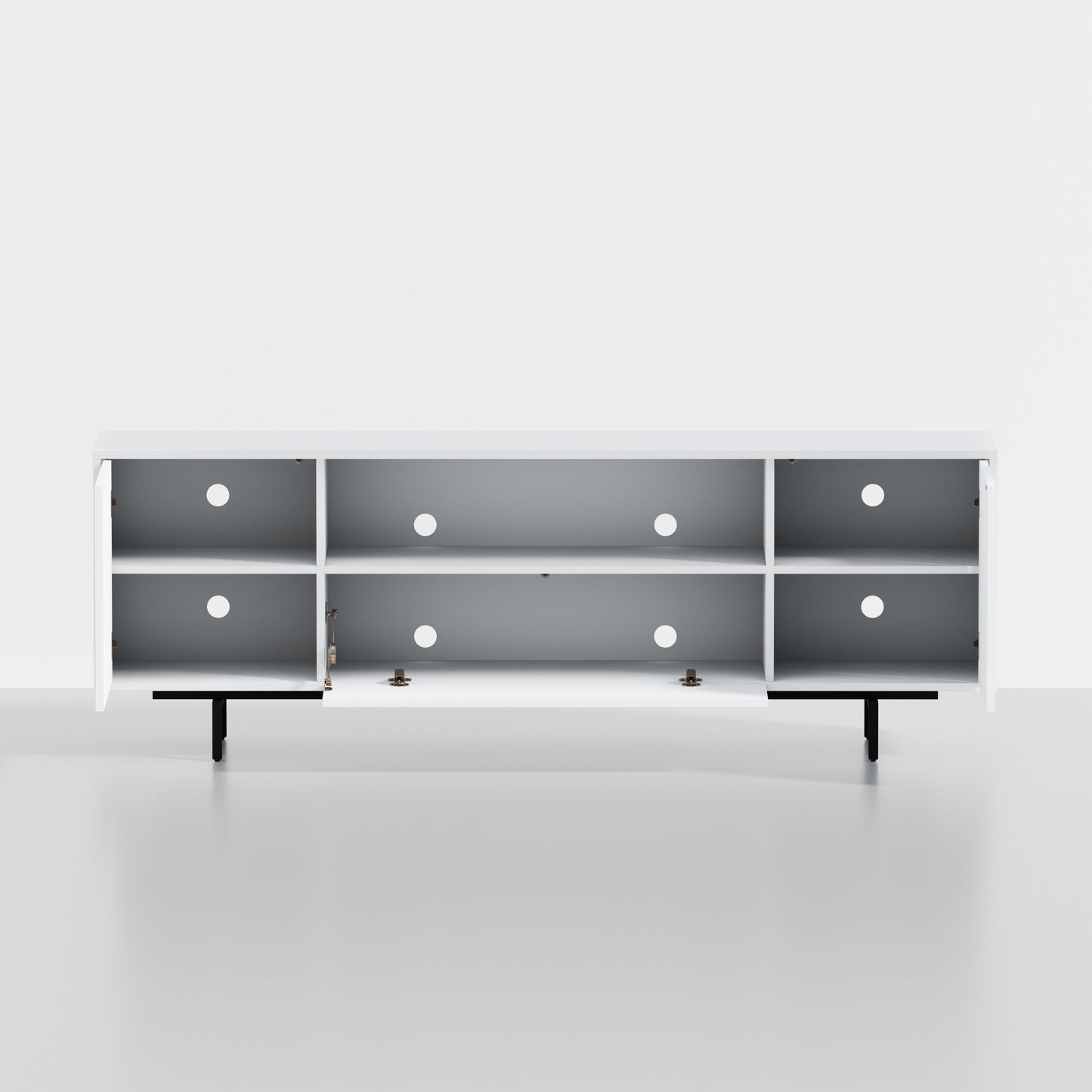 ComfIQ Norrhaus 75-Inch Modern TV Stand with Center Channel Speaker Shelf and Flip Down Door