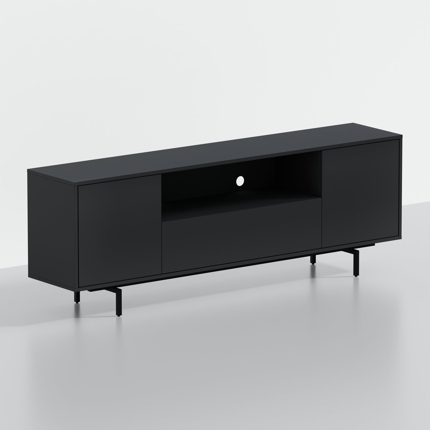 ComfIQ Norrhaus 75-Inch Modern TV Stand with Center Channel Speaker Shelf and Flip Down Door